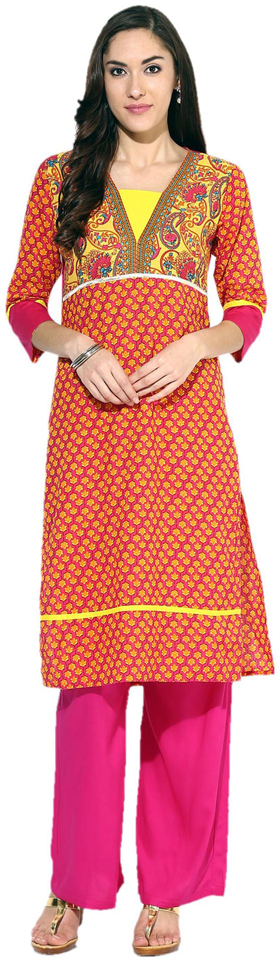 

Jaipur Kurti Pink Cotton Suit Salwar Dupatta Set