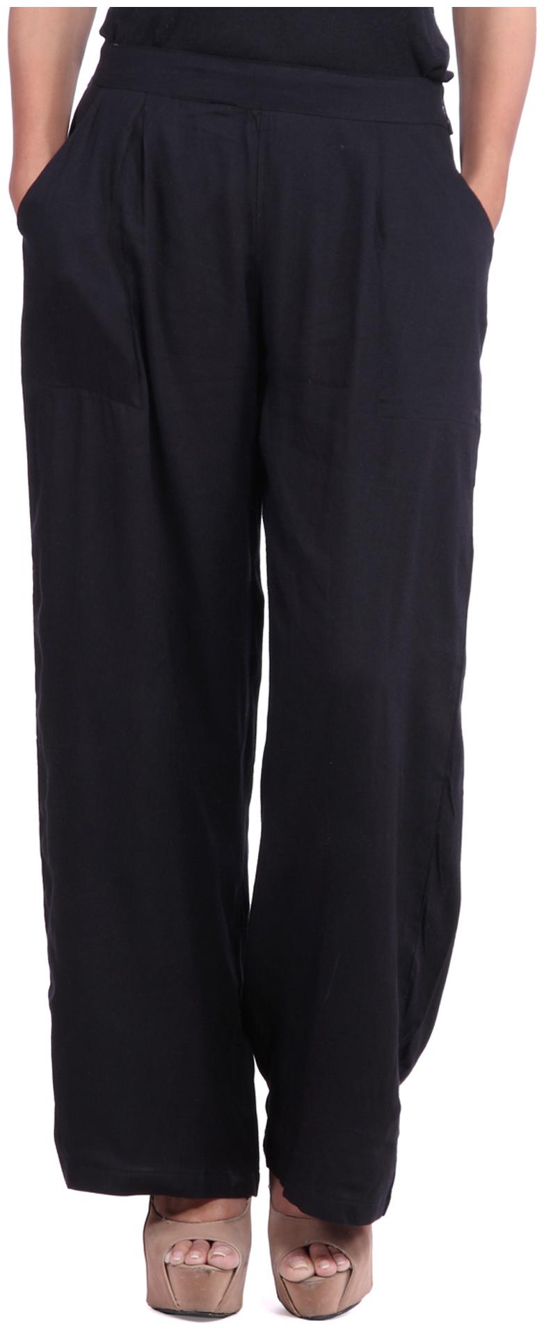 

Jaipurkurti Black Rayon Plazzo