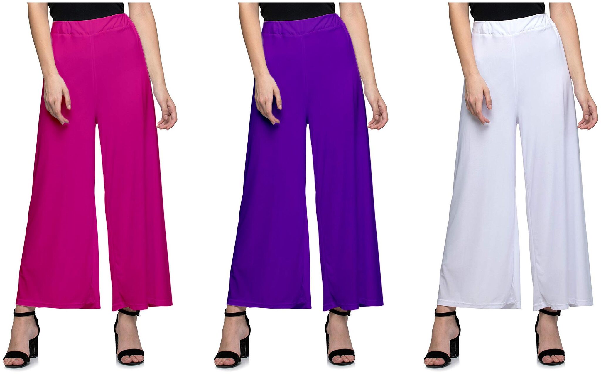 

Jakqo Women Bottom Wear Synthetic Palazzo (Free Size - Pack of 3 - Multi)