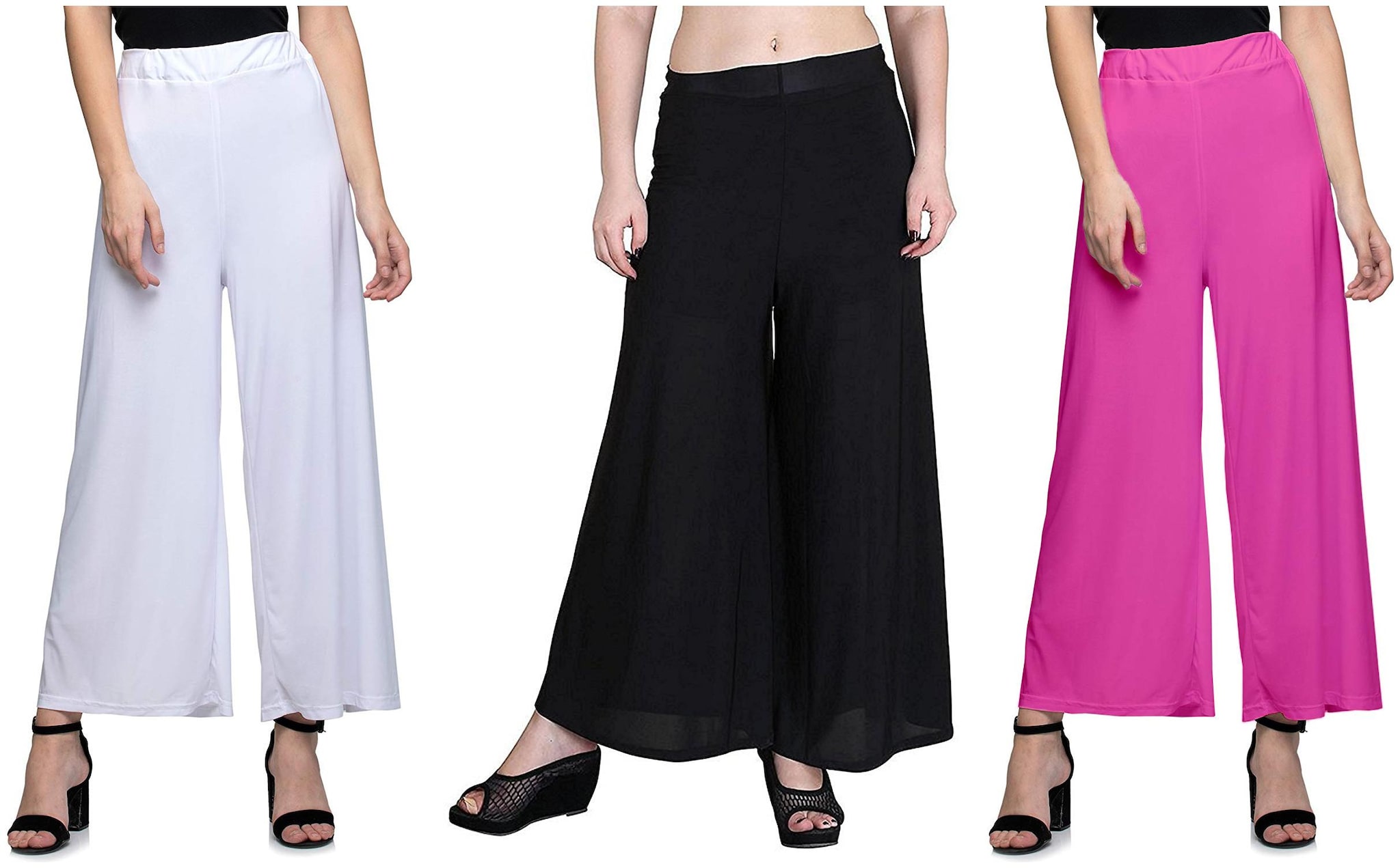 

Jakqo Women Bottom Wear Synthetic Palazzo (Free Size - Pack of 3 - Multi)