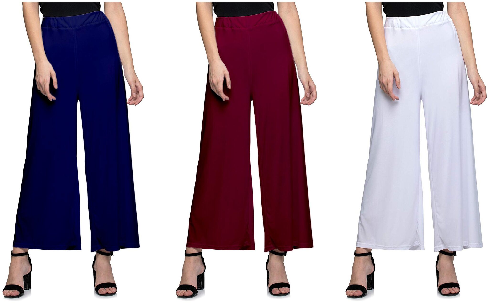 

Jakqo Women Bottom Wear Synthetic Palazzo (Free Size - Pack of 3 - Multi)