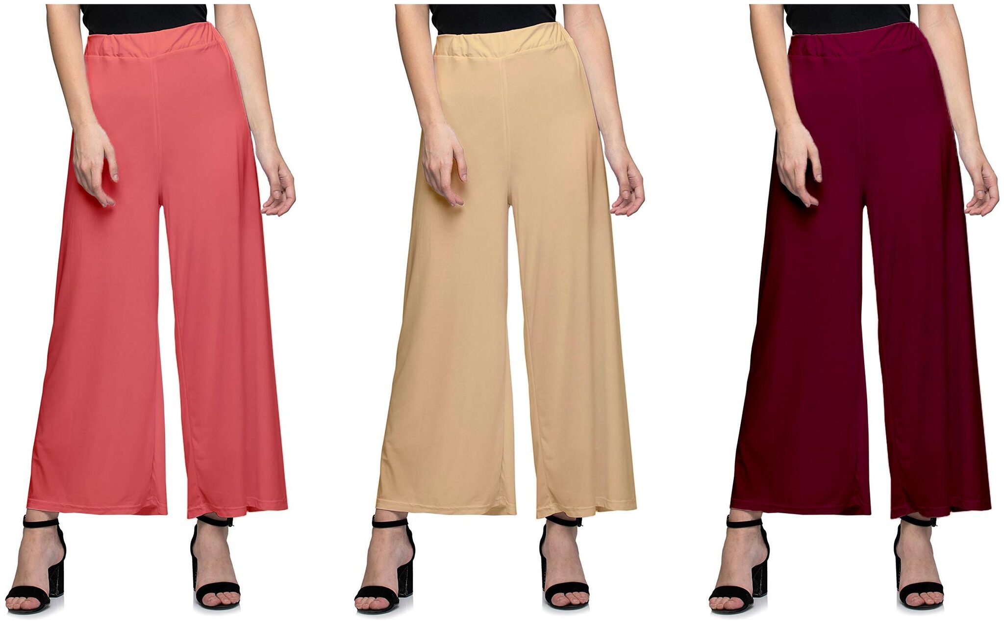 

Jakqo Women Bottom Wear Synthetic Palazzo (Free Size - Pack of 3 - Multi)