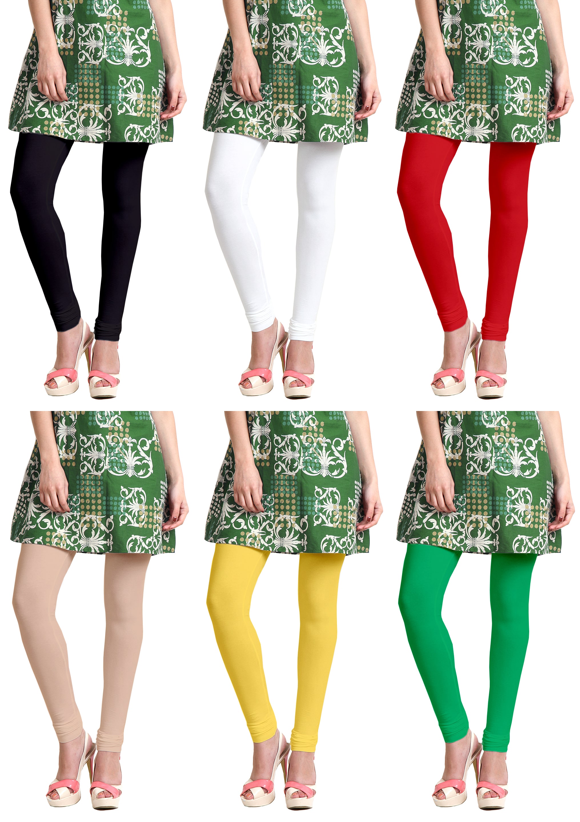 

Jakqo Women Cotton Plain Long Length Legging Multi