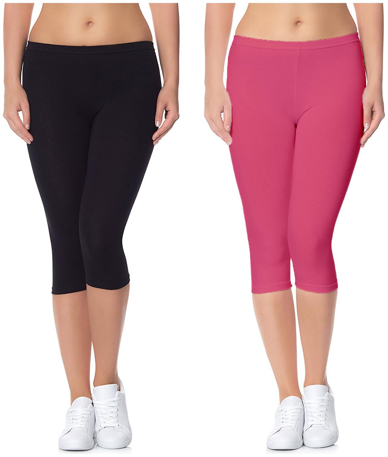 

Jakqo Women Solid Regular capri - Black Pink