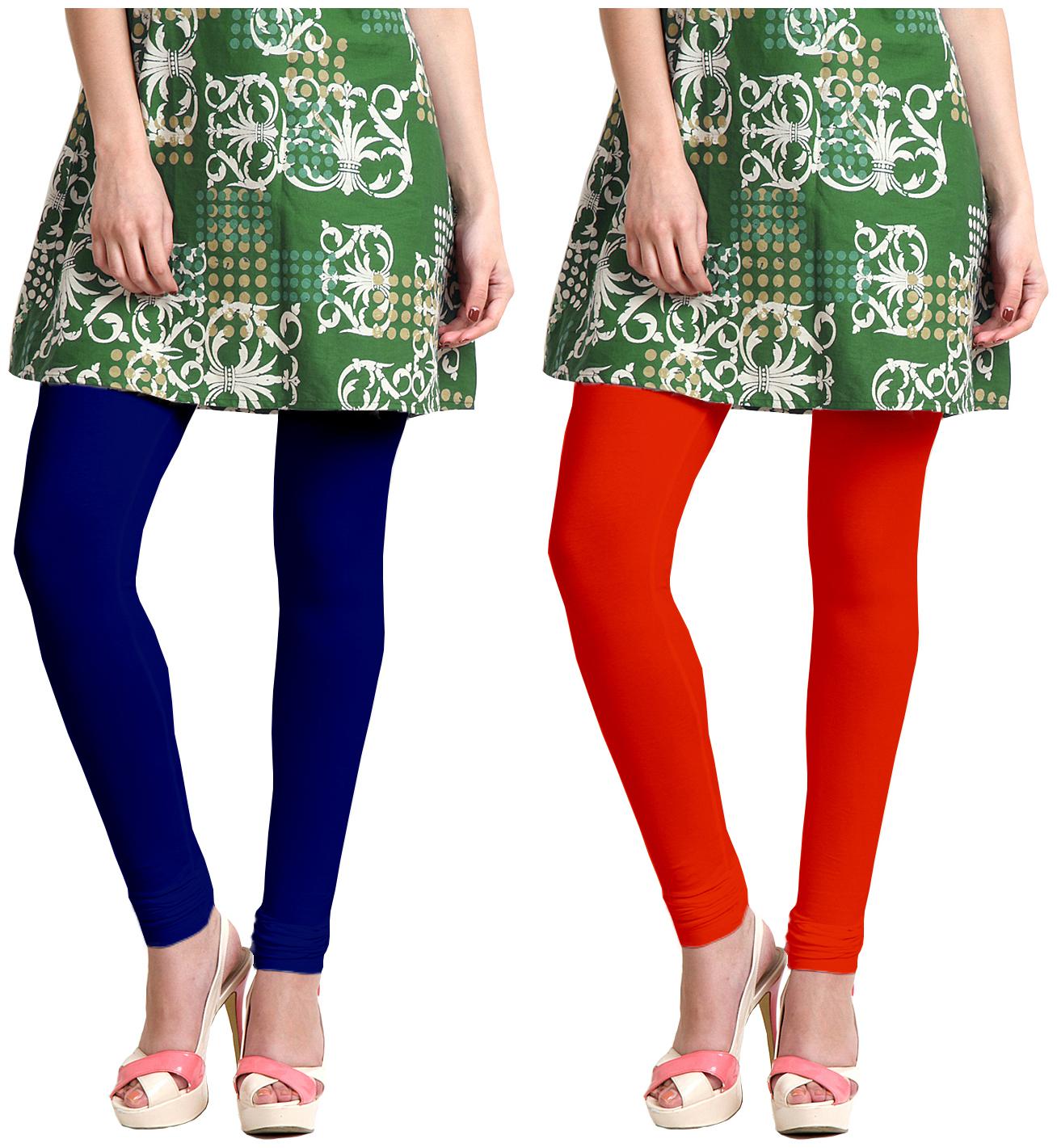 

Jakqo Women Cotton Legging -Blue Orange