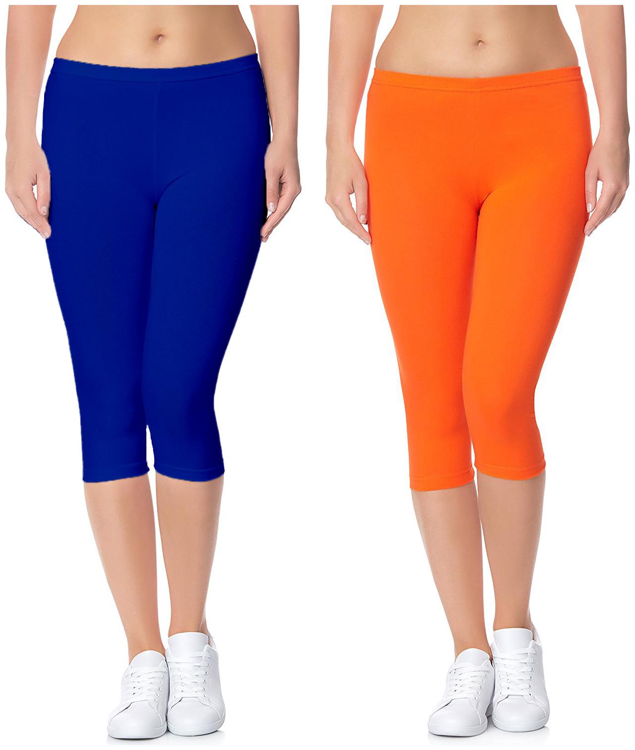 

Jakqo Women Solid Regular capri - Blue Orange