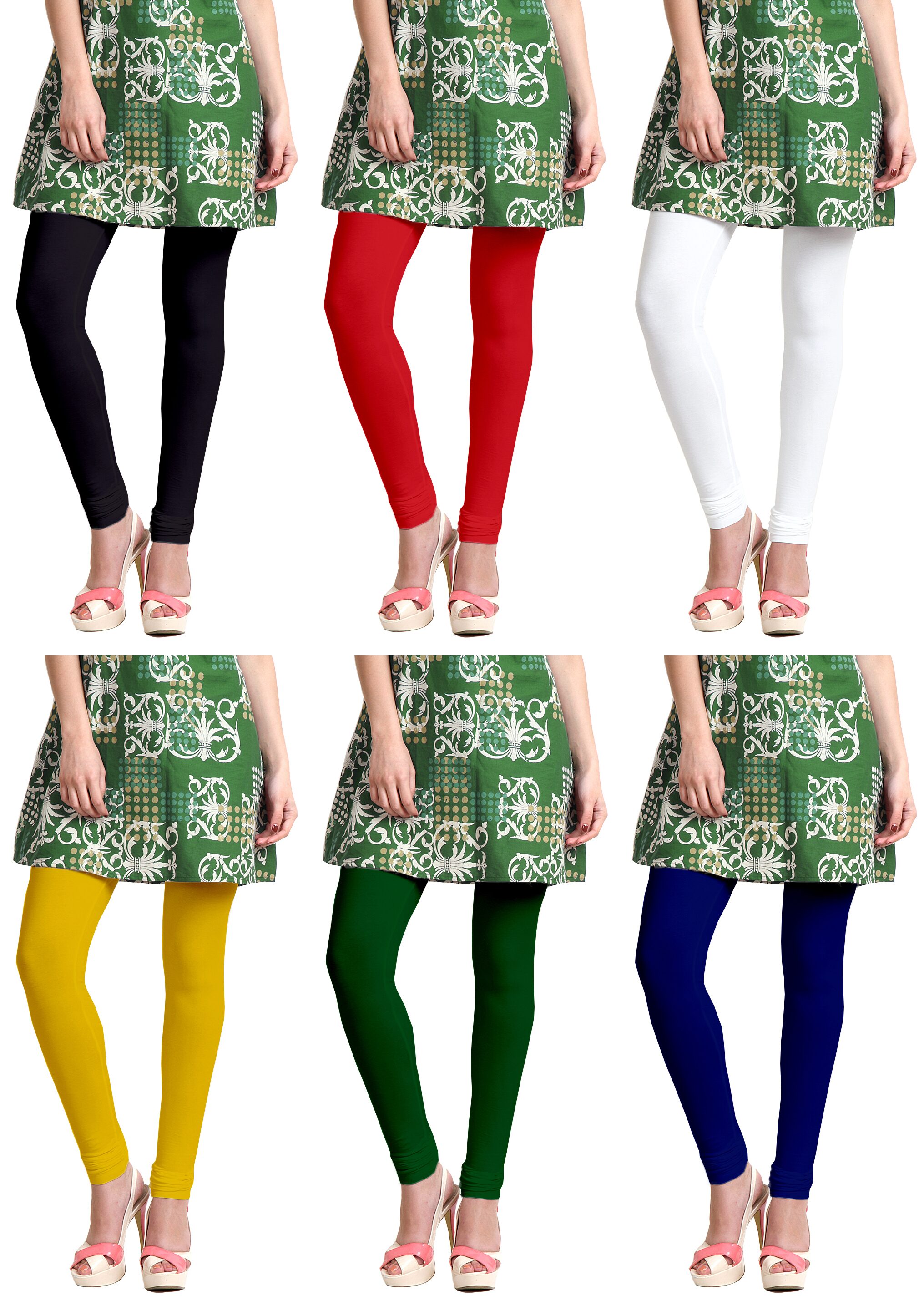 

Jakqo Women Cotton Plain Long Length Legging Multi