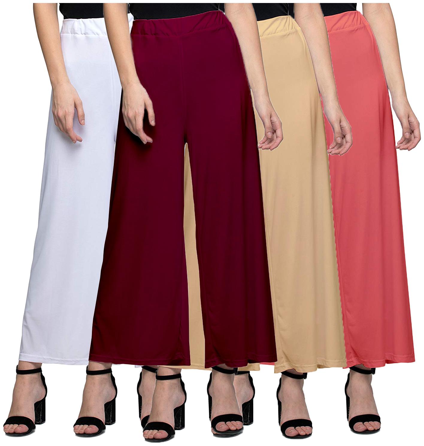 

Jakqo Women Bottom Wear Synthetic Palazzo (Free Size - Pack of 4 - Multi)