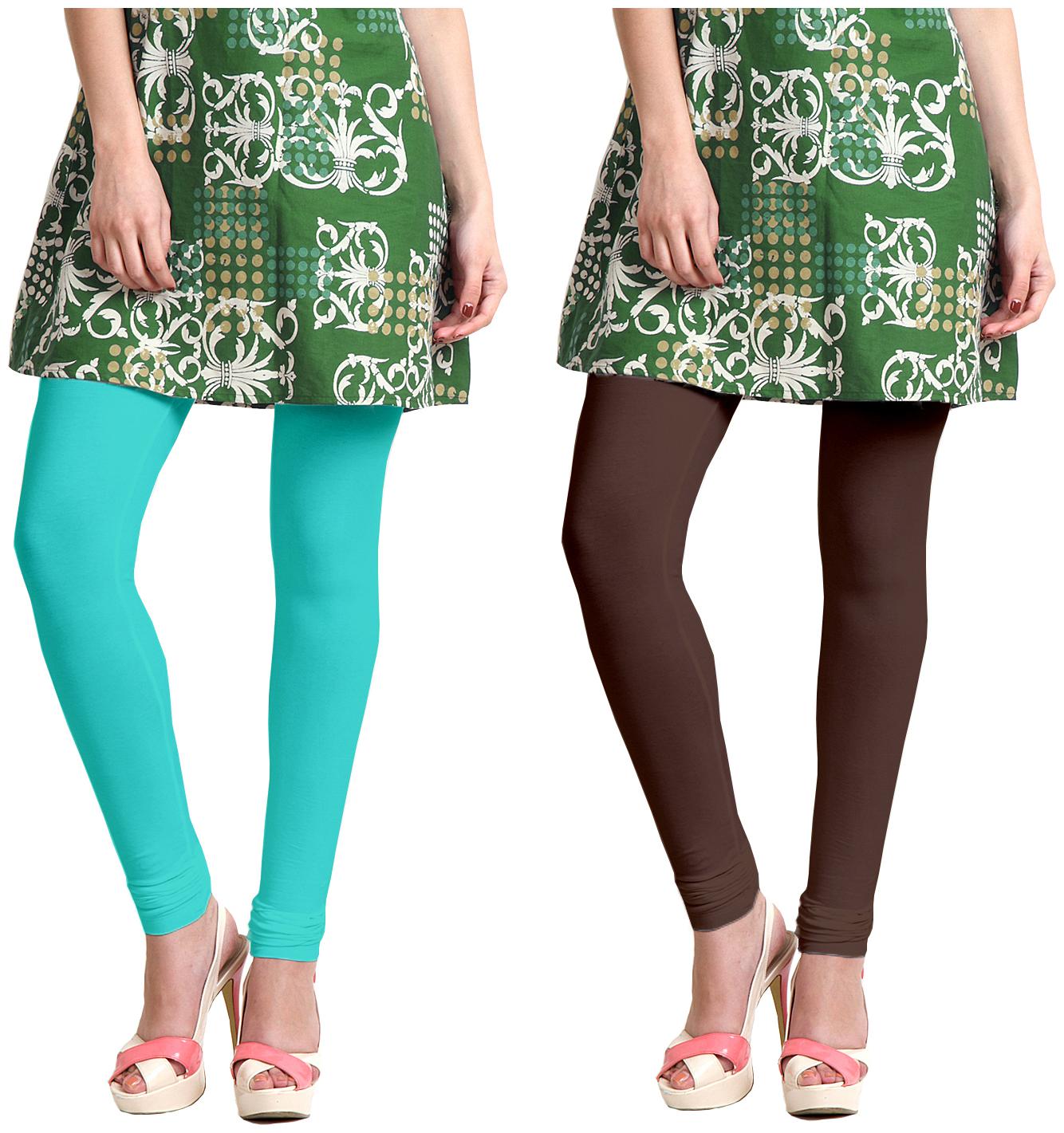 

Jakqo Women Cotton Legging -Turquoise Brown