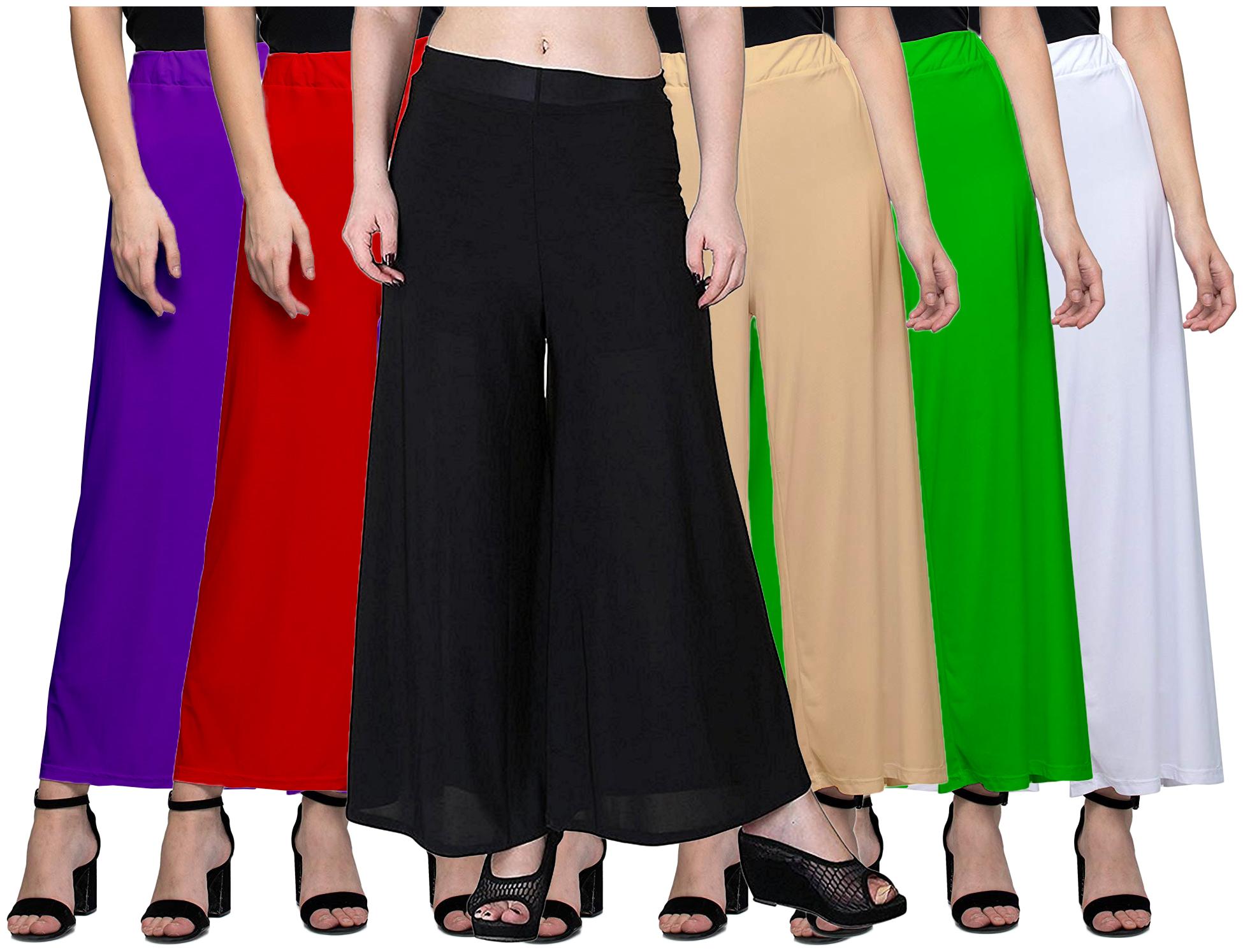 

Jakqo Women Bottom Wear Synthetic Palazzo (Free Size - Pack of 6 - Multi)