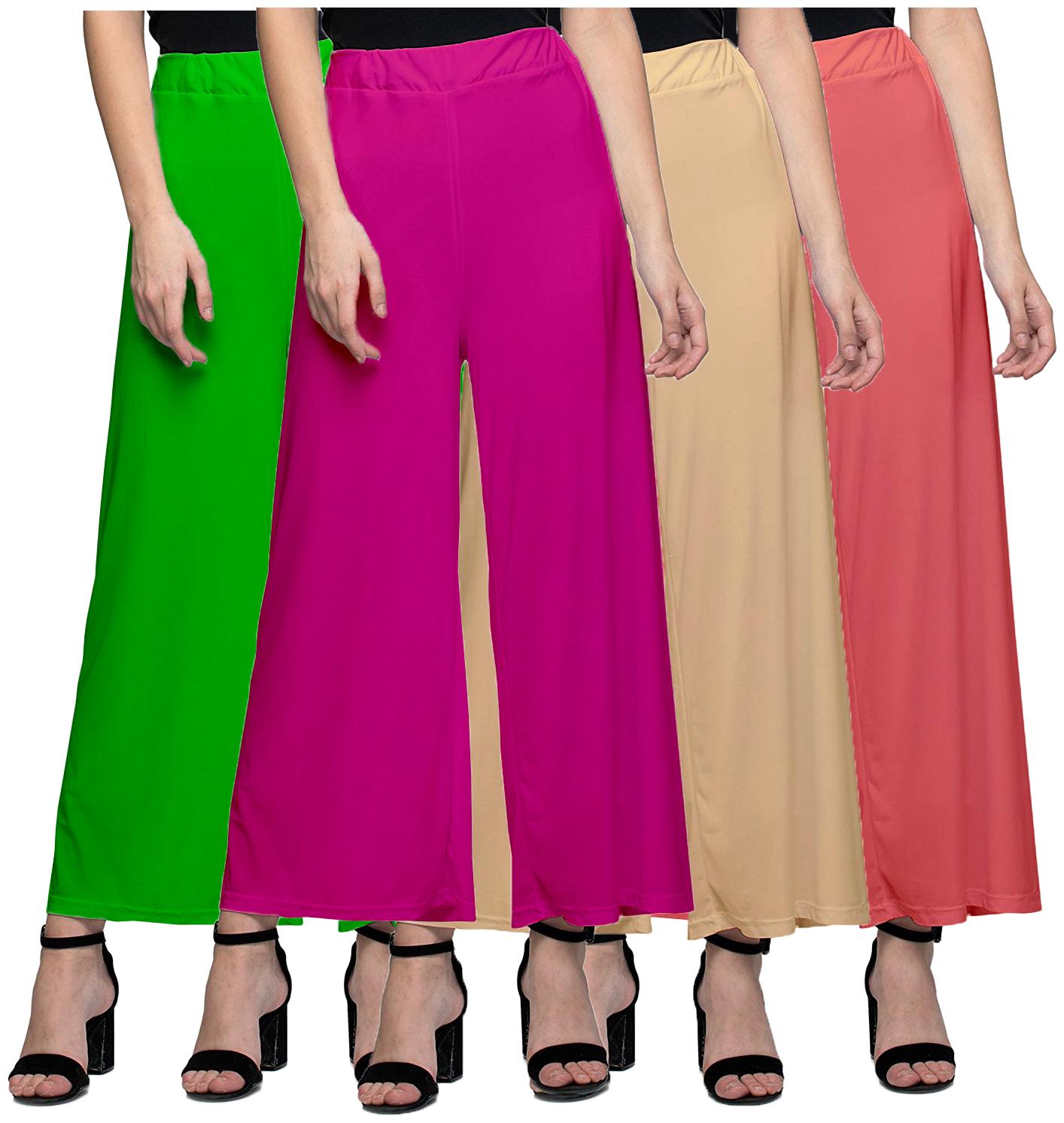 

Jakqo Women Bottom Wear Synthetic Palazzo (Free Size - Pack of 4 - Multi)
