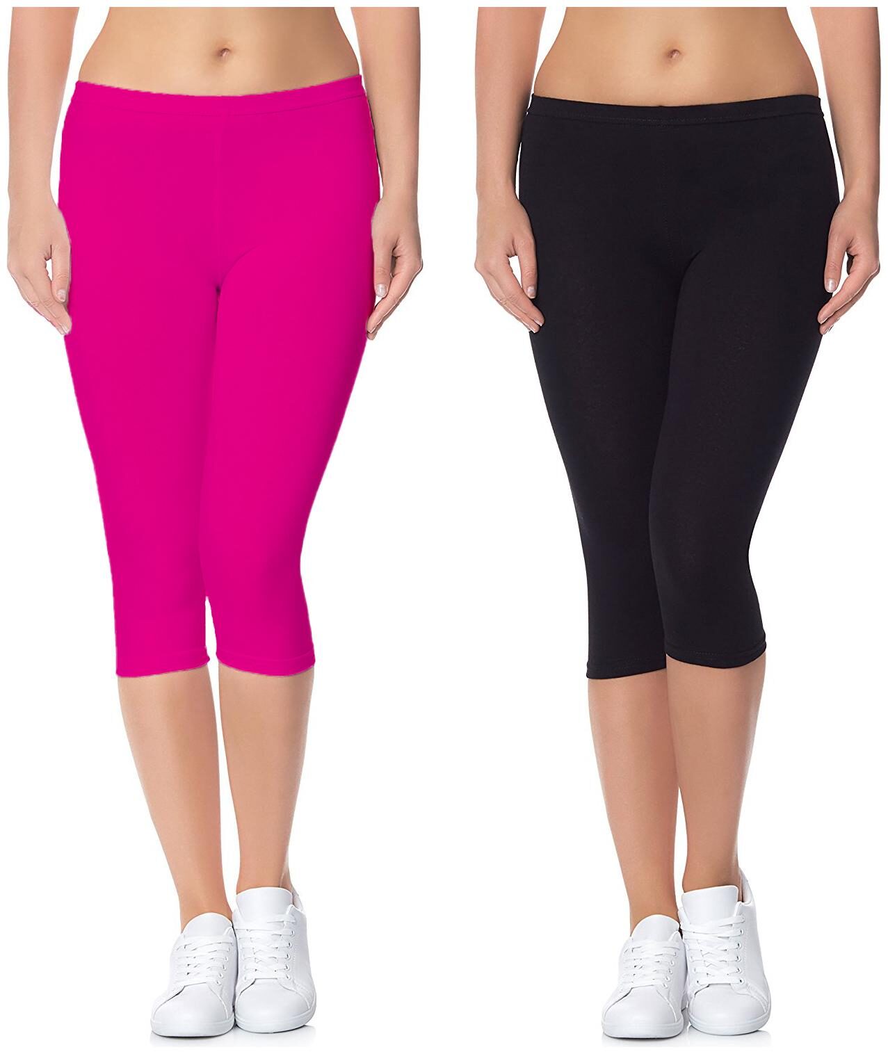 

Jakqo Women Solid Regular capri - Pink Black
