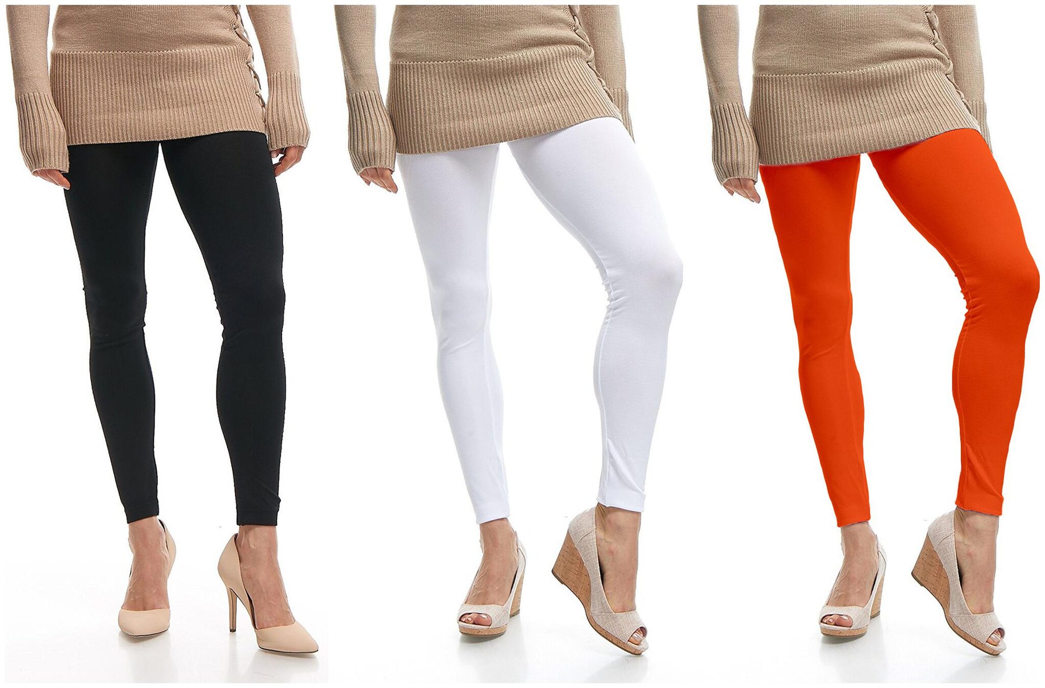 

Jakqo Women Cotton Plain Ankle Length Legging Multi color