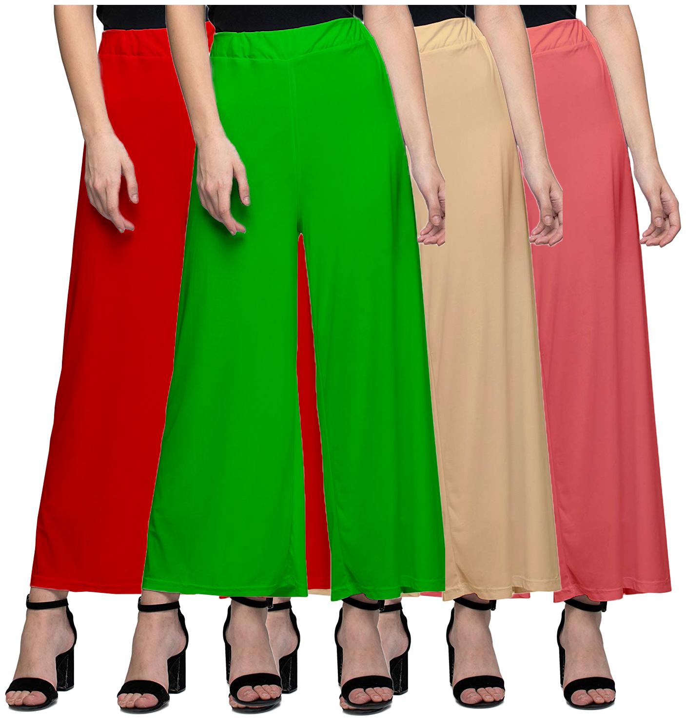 

Jakqo Women Bottom Wear Synthetic Palazzo (Free Size - Pack of 4 - Multi)
