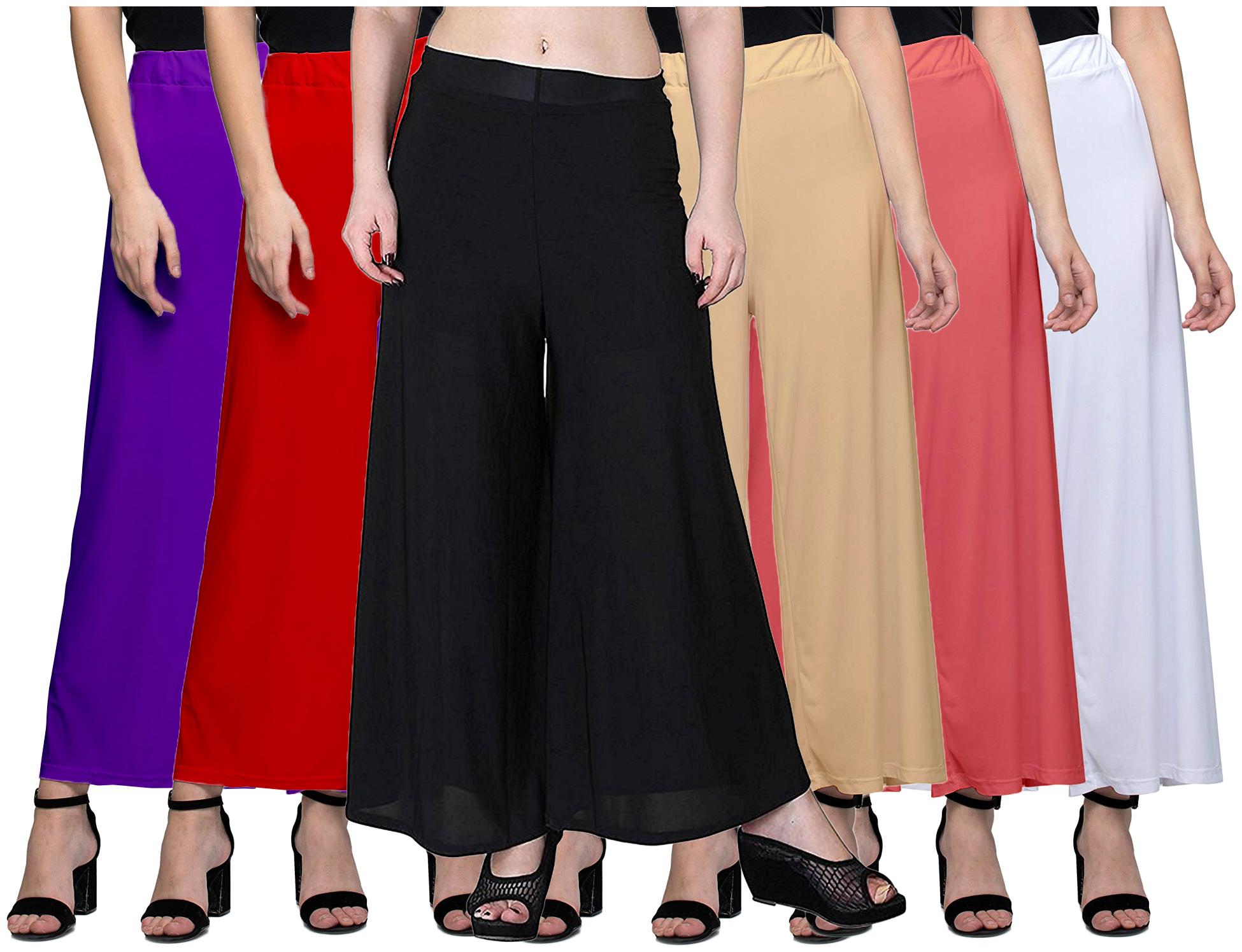 

Jakqo Women Bottom Wear Synthetic Palazzo (Free Size - Pack of 6 - Multi)
