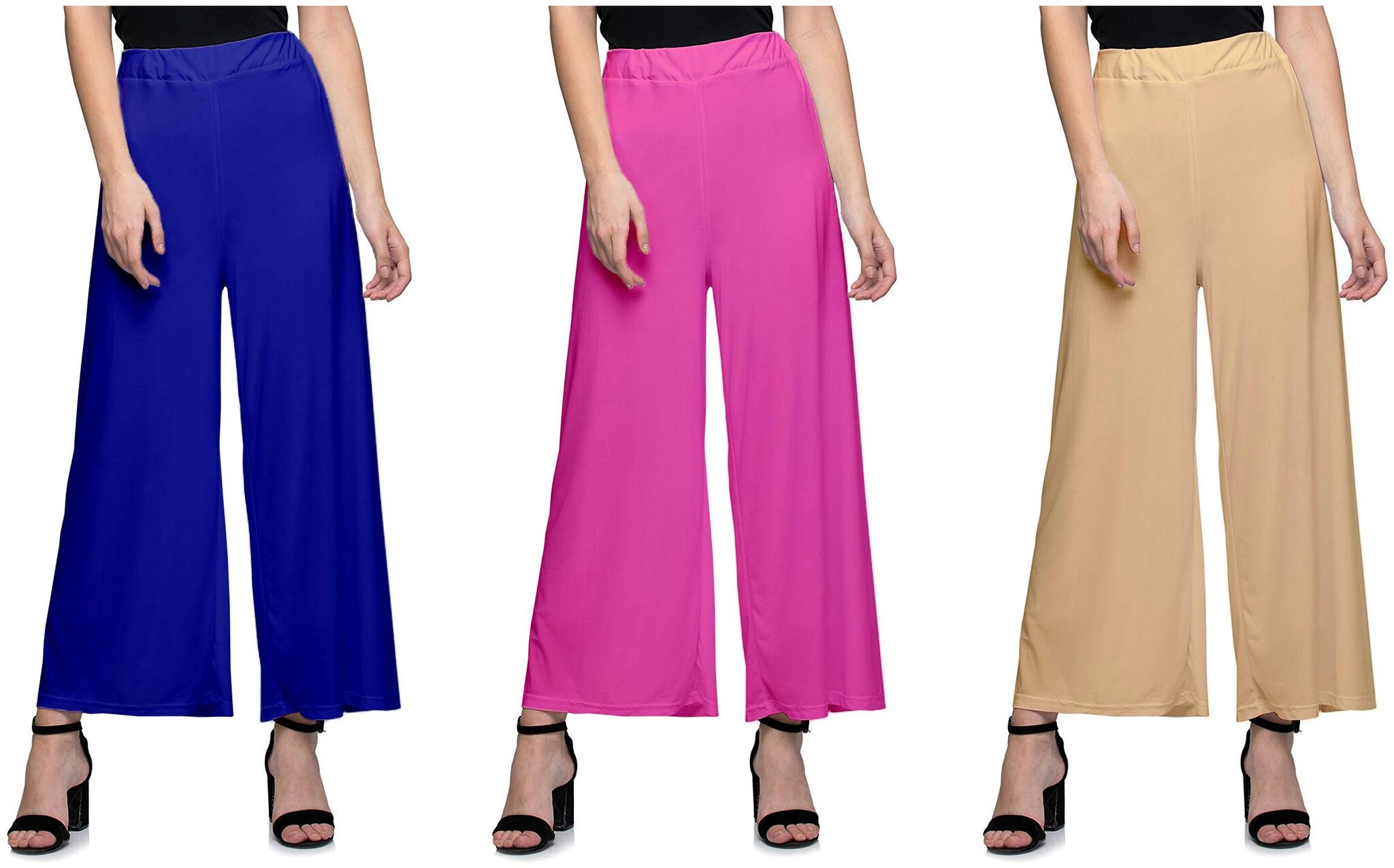 

Jakqo Women Bottom Wear Synthetic Palazzo (Free Size - Pack of 3 - Multi)