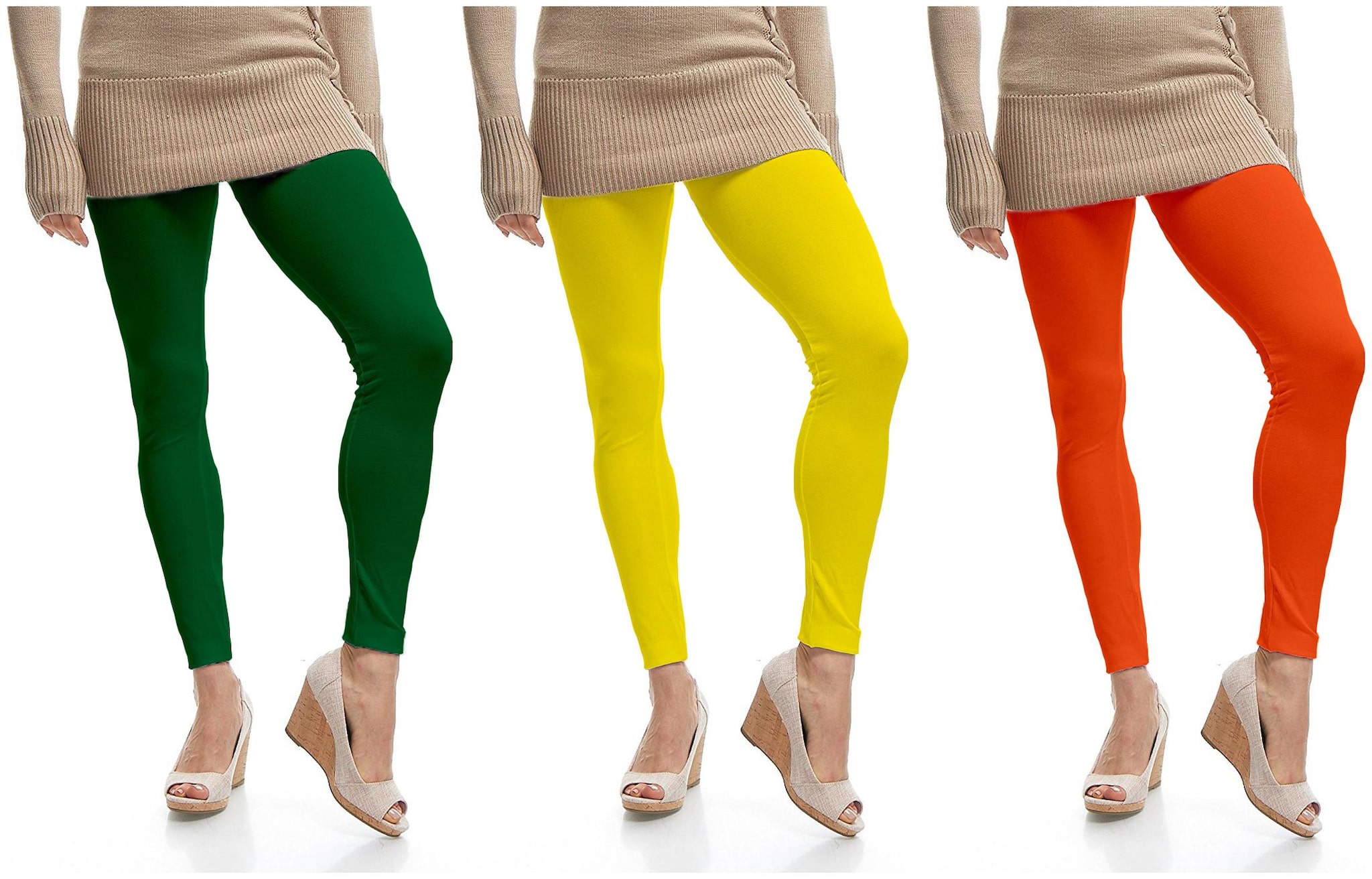 

Jakqo Women Cotton Plain Ankle Length Legging Multi color