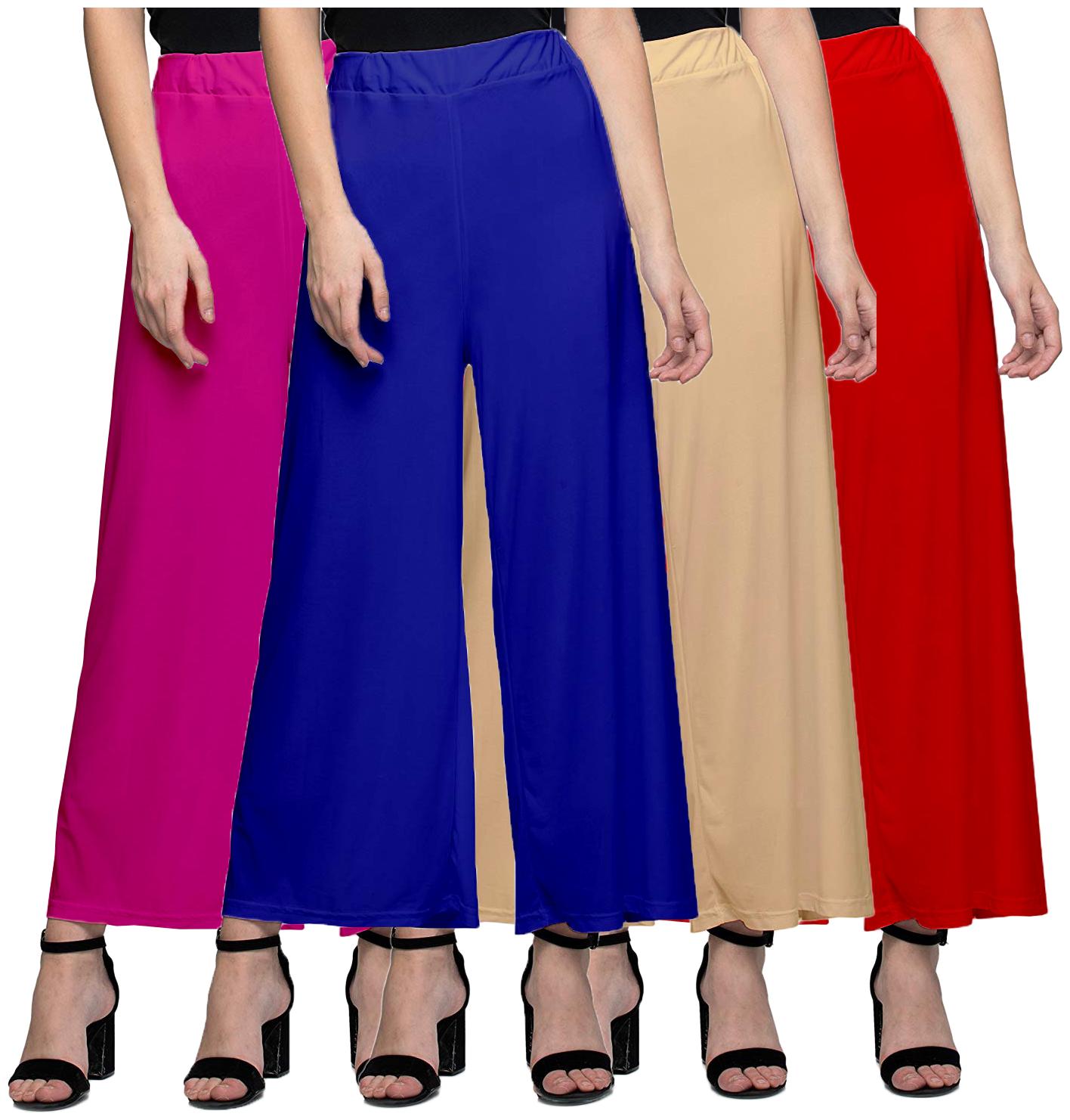 

Jakqo Women Bottom Wear Synthetic Palazzo (Free Size - Pack of 4 - Multi)