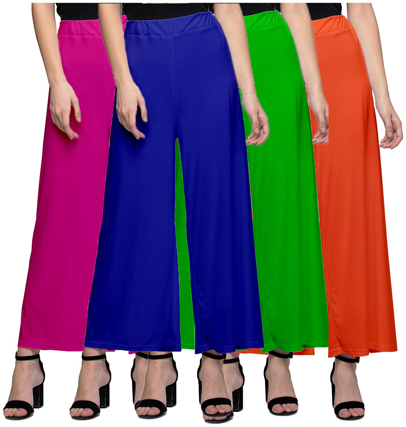 

Jakqo Women Bottom Wear Synthetic Palazzo (Free Size - Pack of 4 - Multi)