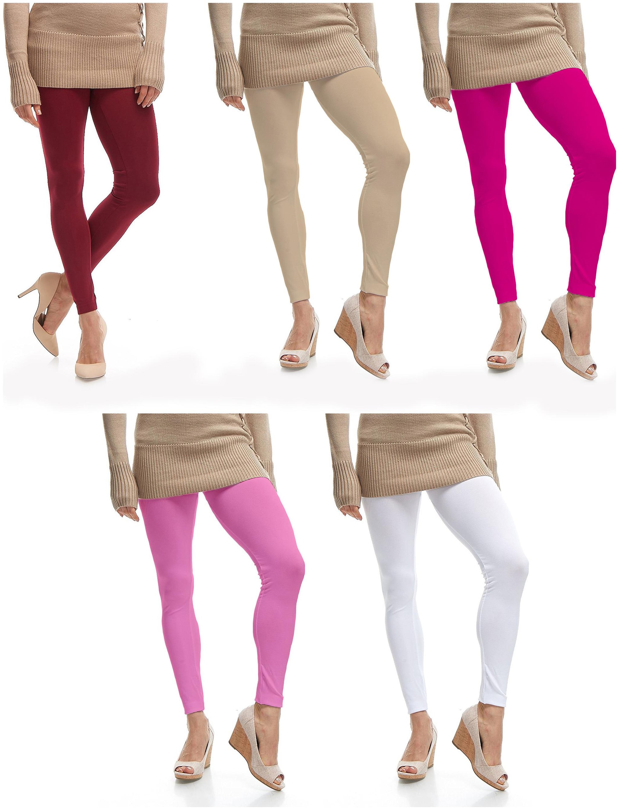 

Jakqo Womens Cotton Plain Ankle Length Legging Multi