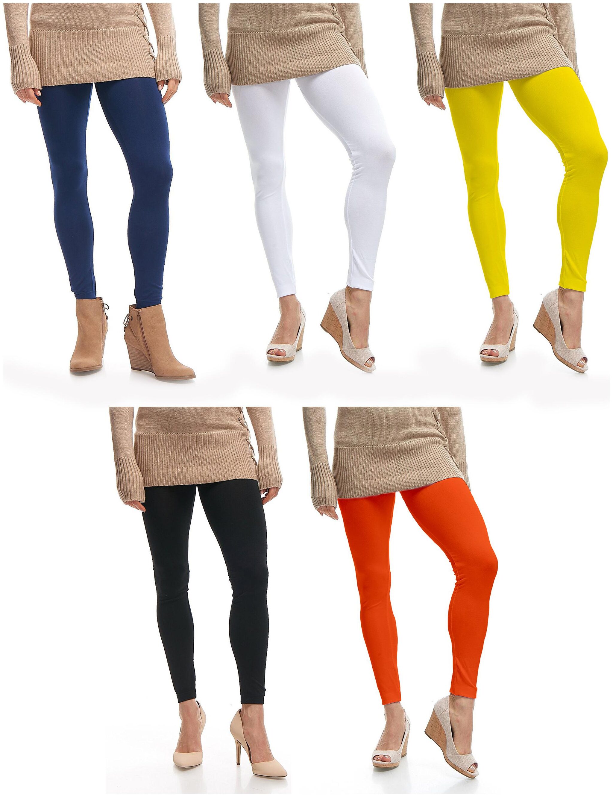 

Jakqo Womens Cotton Plain Ankle Length Legging Multi