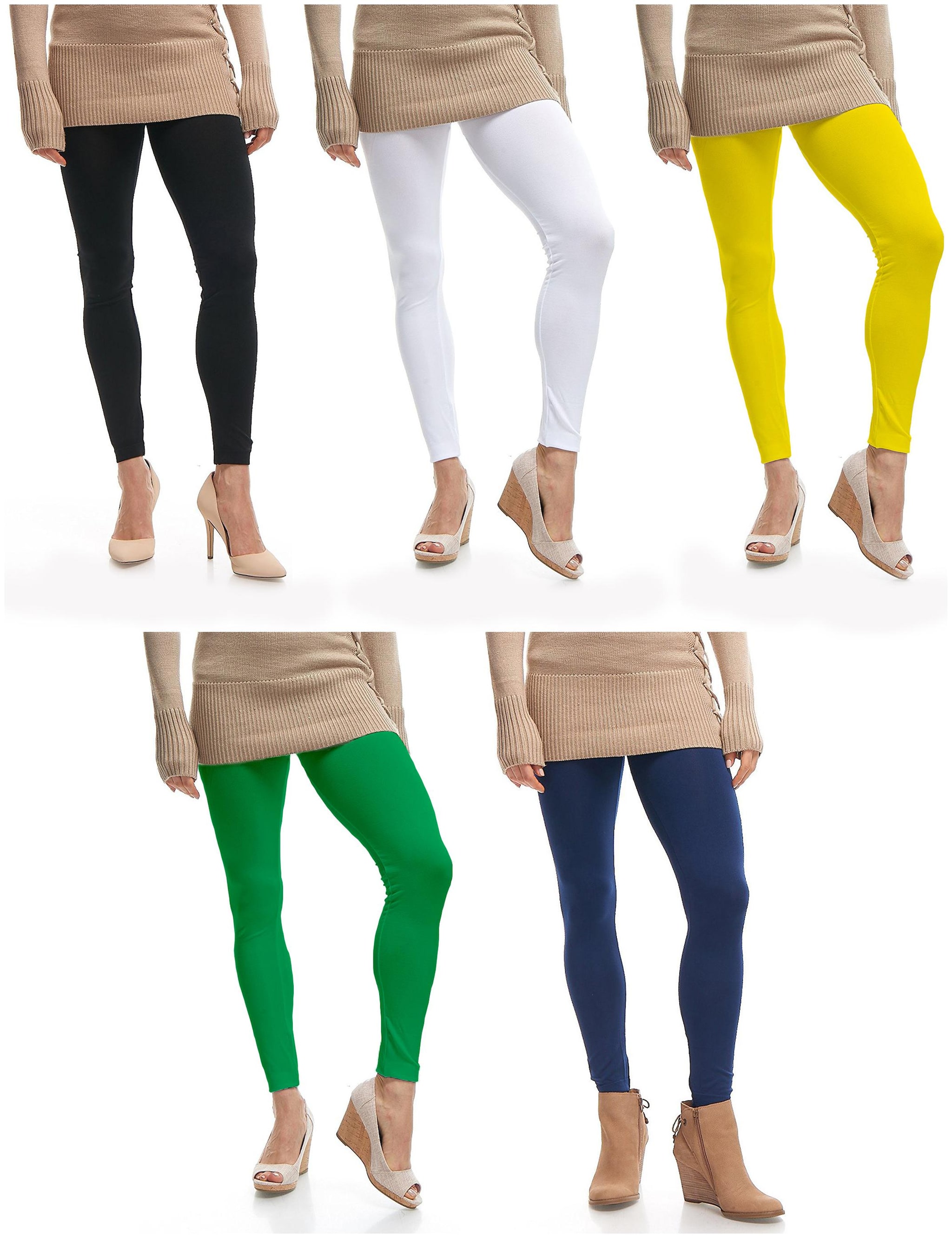 

Jakqo Womens Cotton Plain Ankle Length Legging Multi