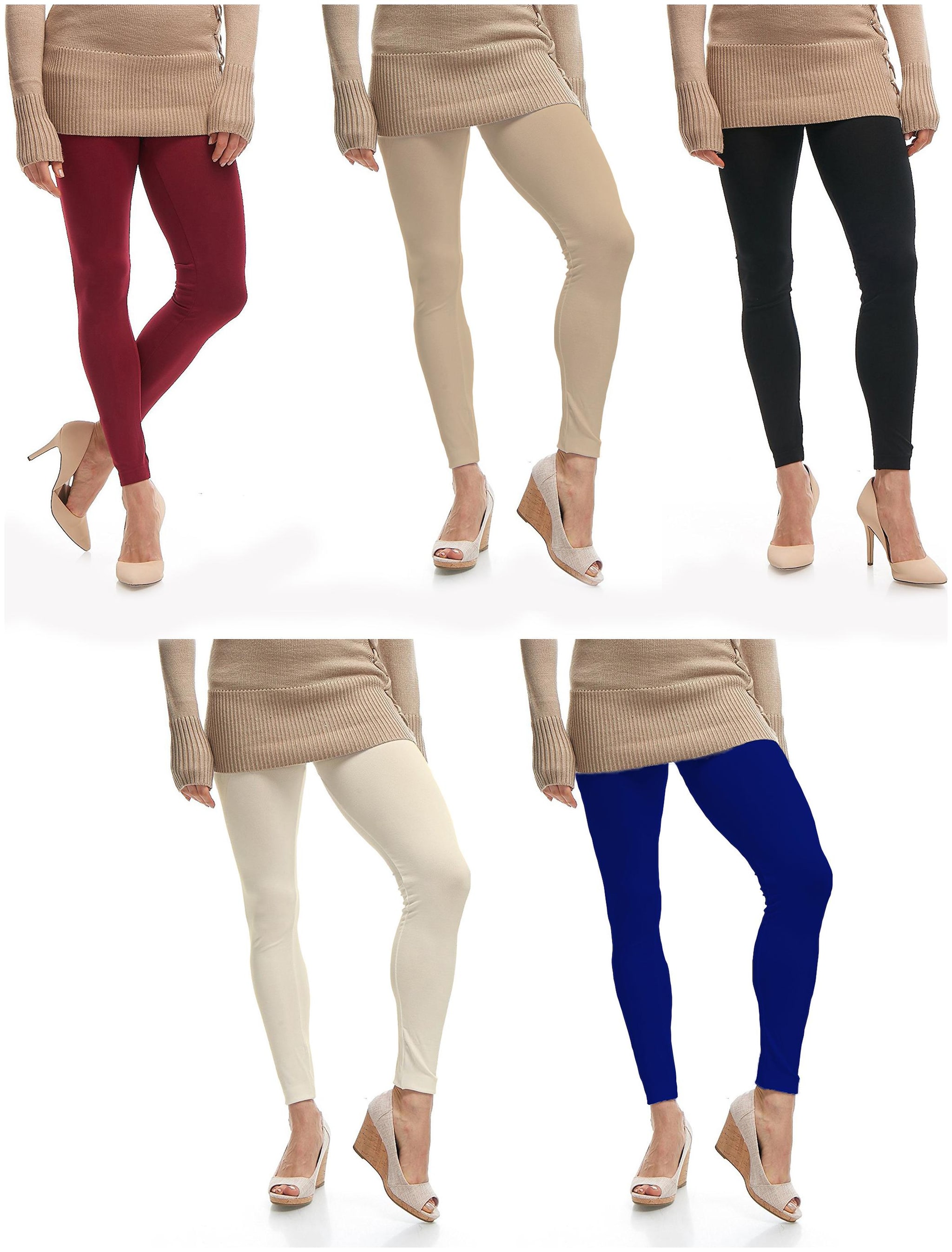 

Jakqo Womens Cotton Plain Ankle Length Legging Multi