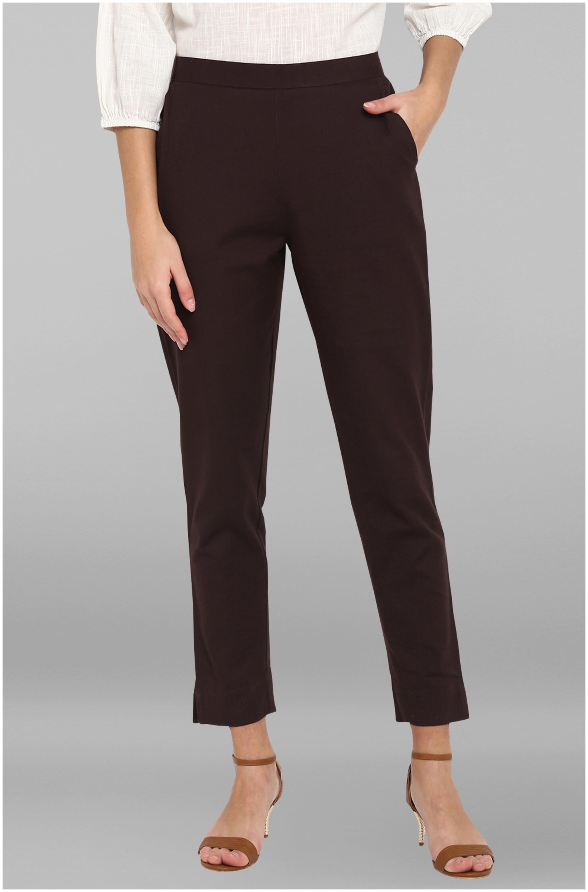 

Janasya Women Brown Regular fit Regular pants