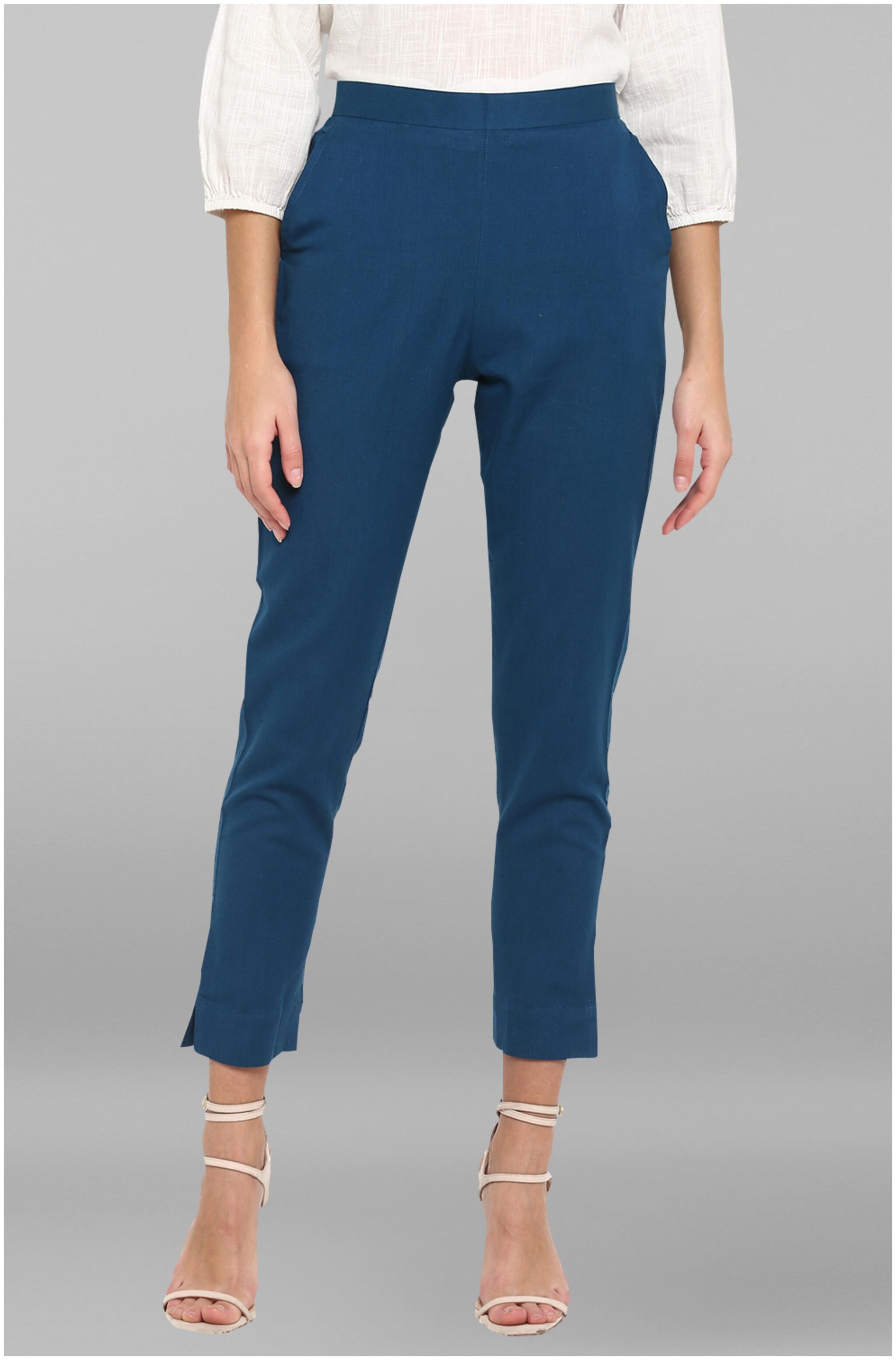 

Janasya Women Blue Regular fit Regular pants