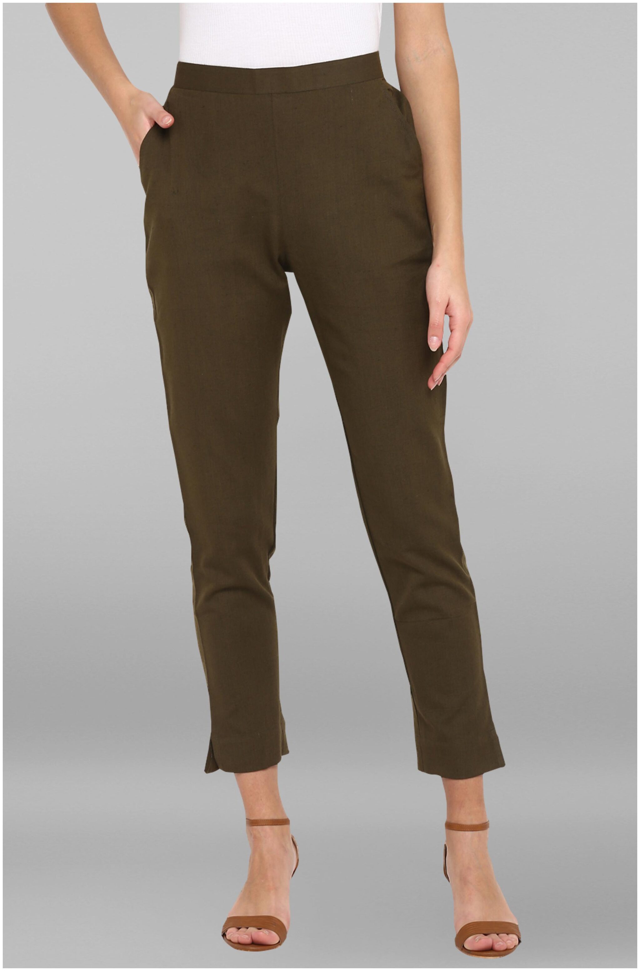 

Janasya Women Green Regular fit Regular pants