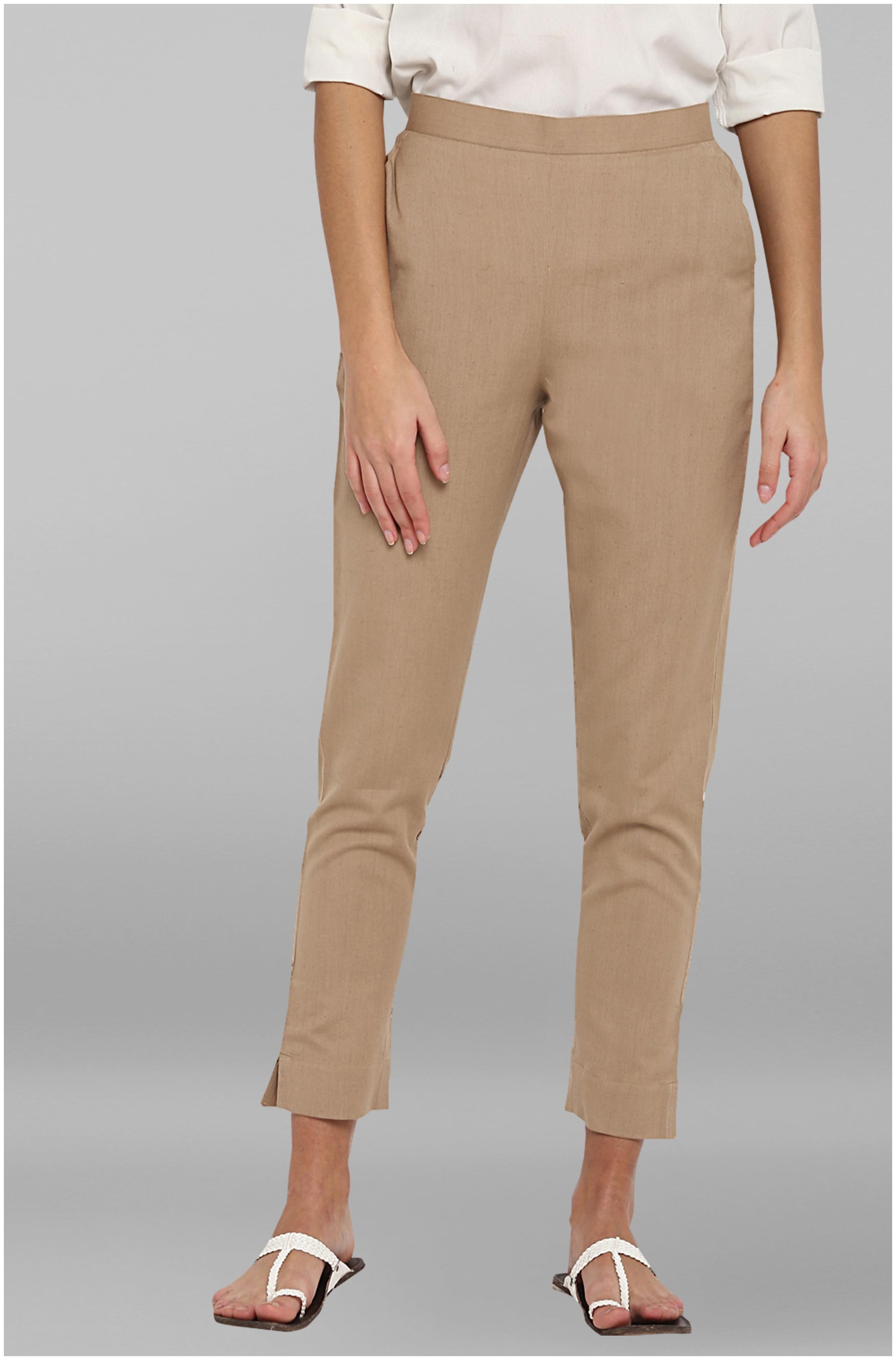 

Janasya Women Beige Regular fit Regular pants