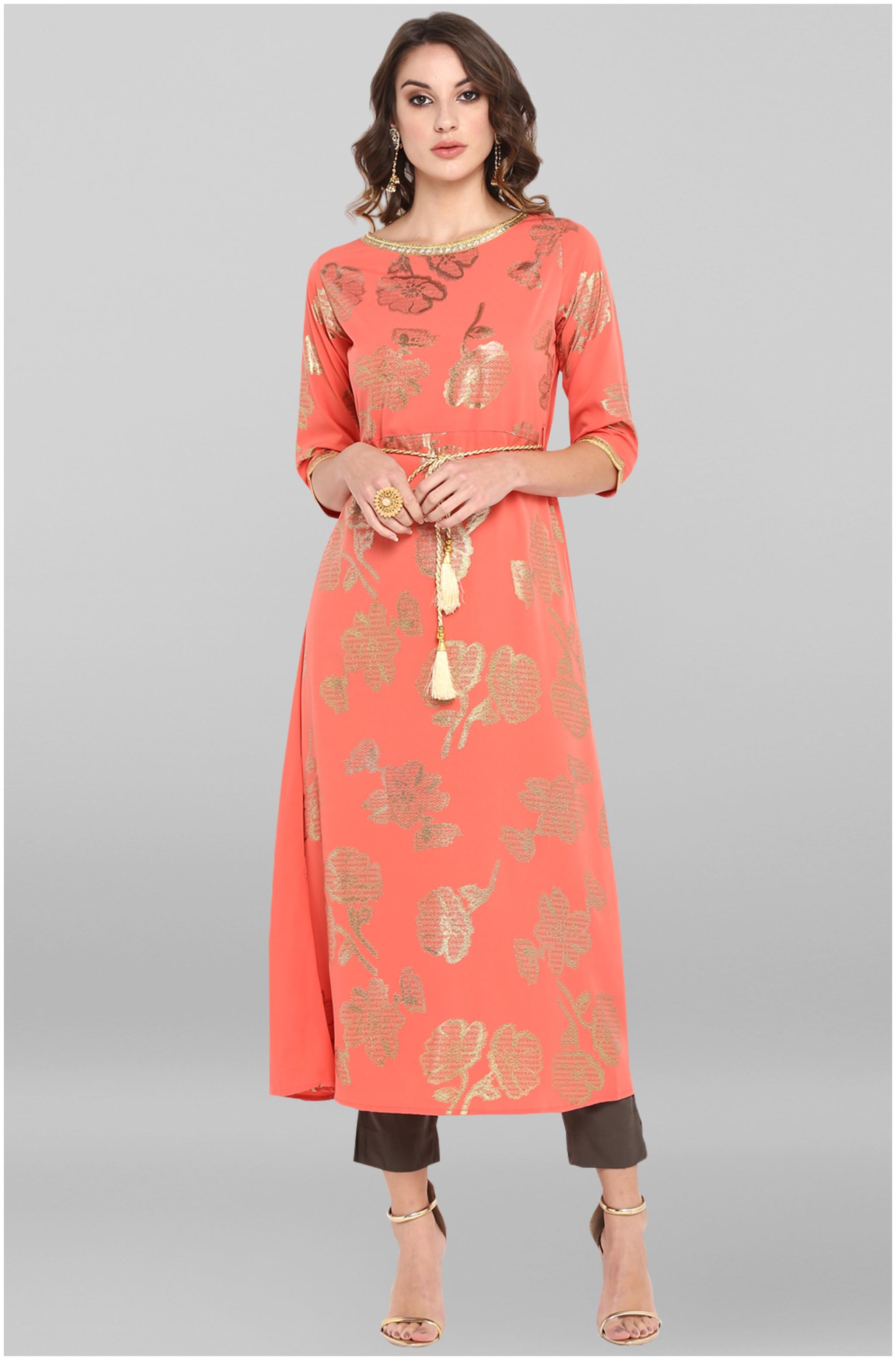 

Janasya Crepe Women Kurta Pink