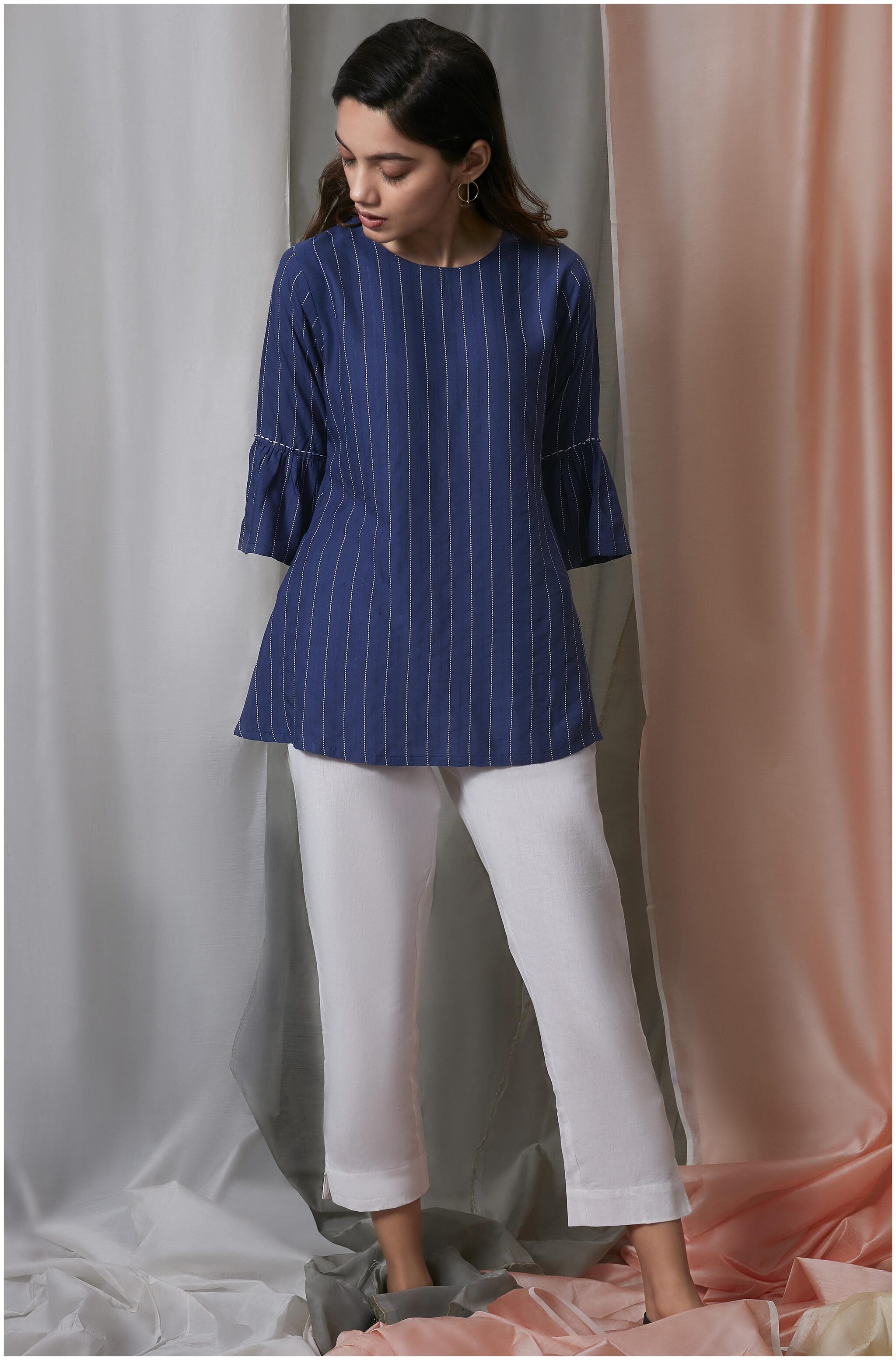 

Janasya Women Striped Regular tunic - Blue