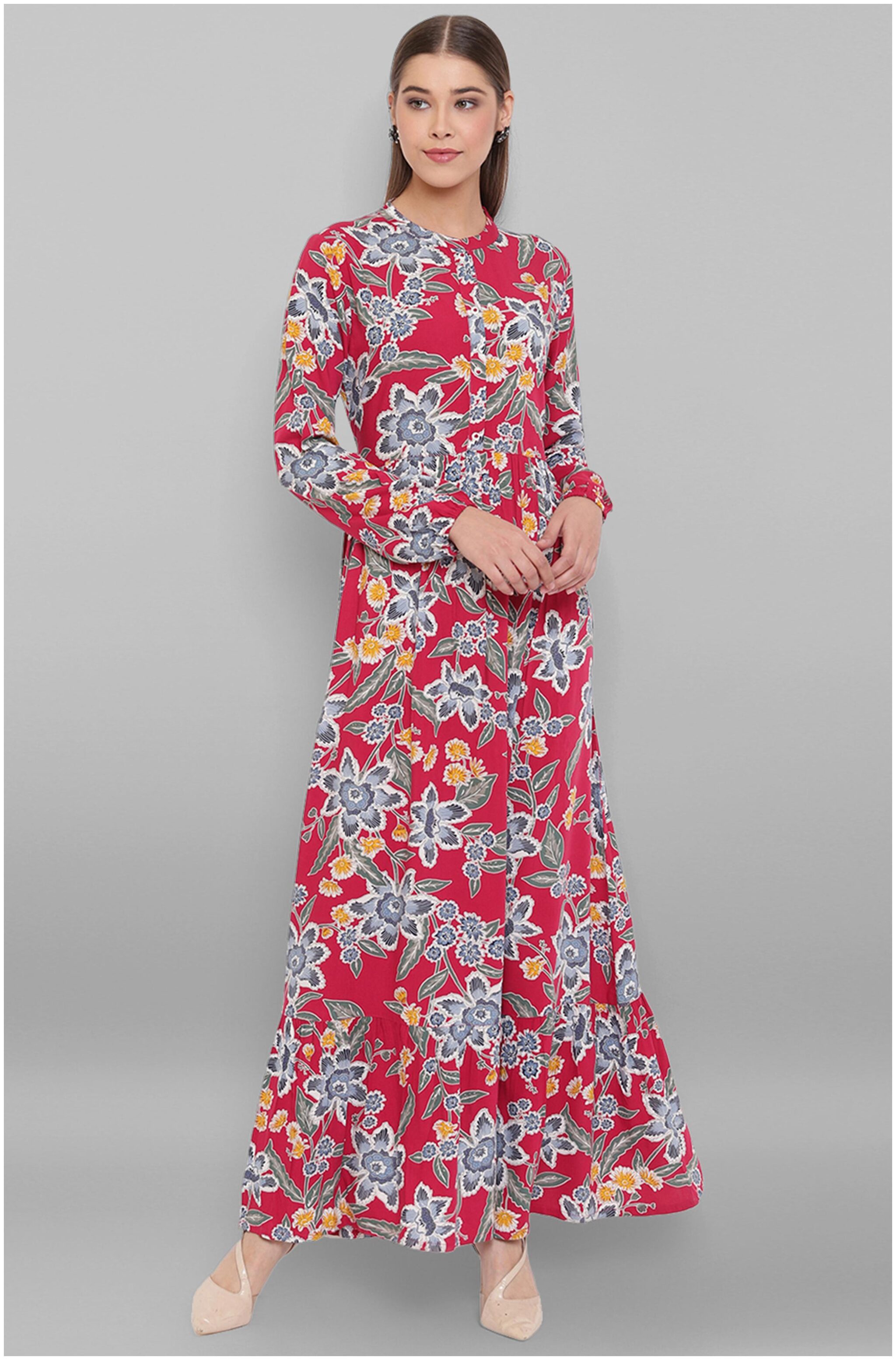 

Janasya Pink Floral Fit flare dress