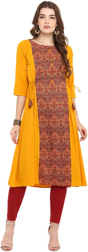 Color Combination With Mustard Yellow Kurti Debbiedoosbloggingandblabbing Yellow floral printed long kurti with odhna. color combination with mustard yellow