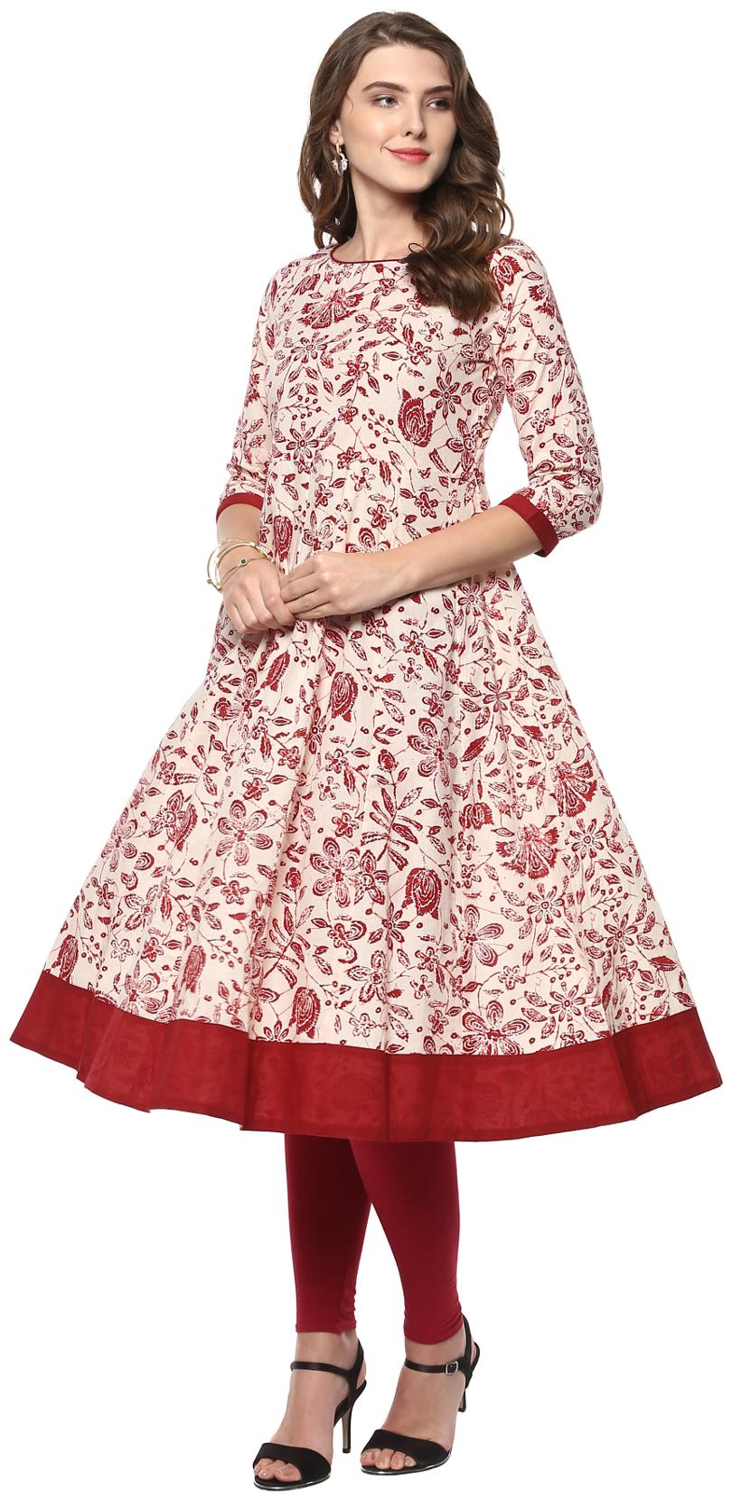 

Janasya Women Multi Floral Fit and Flare Kurta