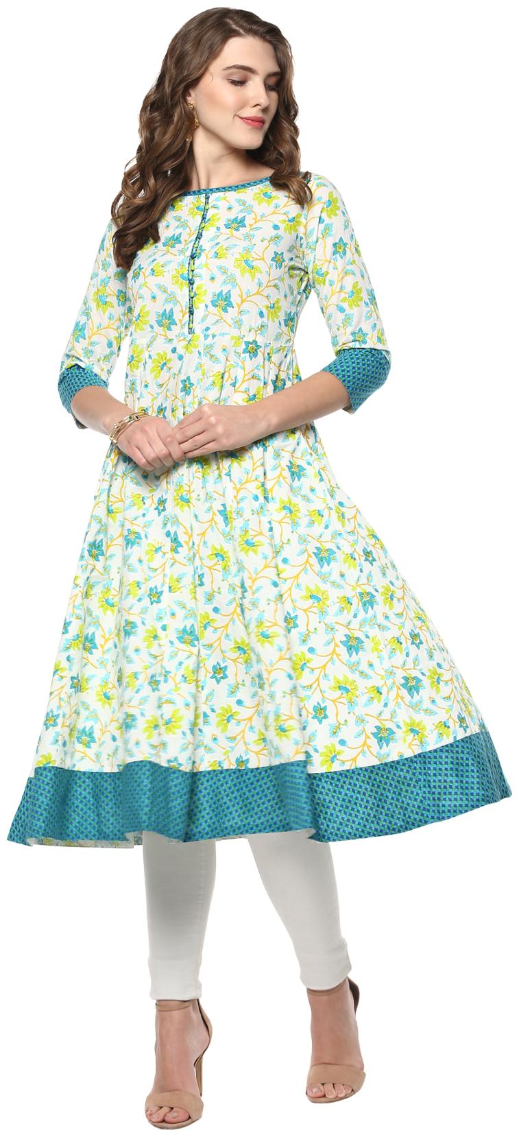 

Janasya Women Multi Floral Anarkali Kurta