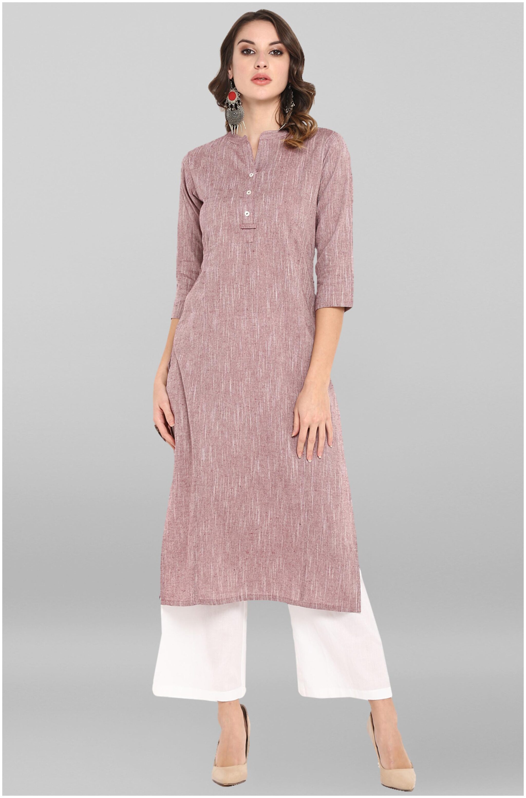 

Janasya Women Wine Solid Straight Kurta