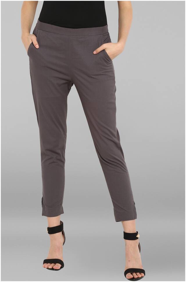 Janasya Womens Cotton Plain Narrow Pant