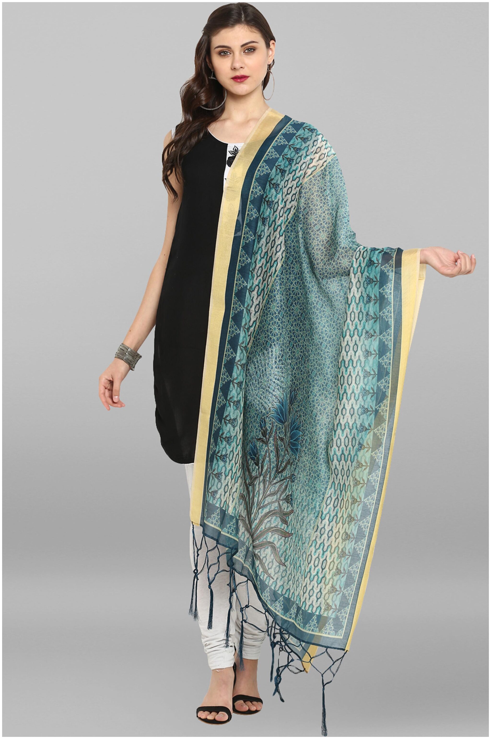 

Janasya Women Multicolor Digital Print Poly Silk Dupatta
