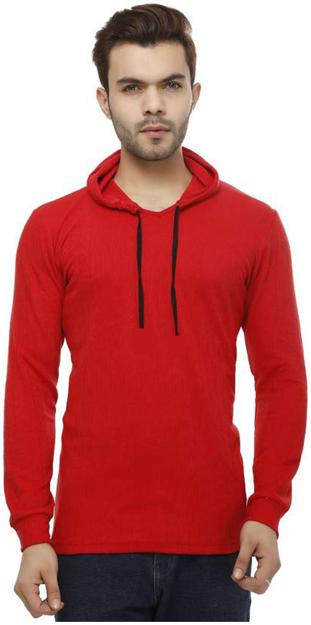 

Jangoboy Men Red Regular fit Cotton Hood T-Shirt - Pack Of 1