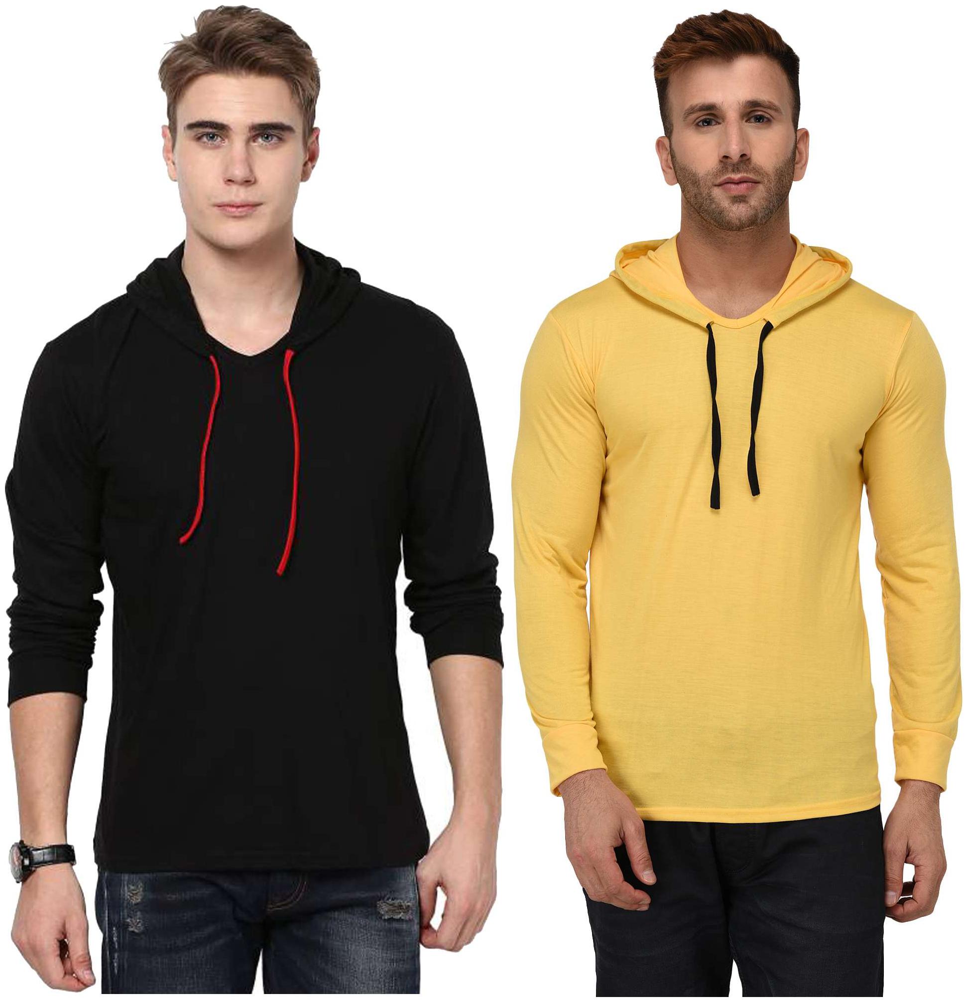 

Jangoboy Men Multi Regular fit Cotton Blend Hood T-Shirt - Pack Of 2