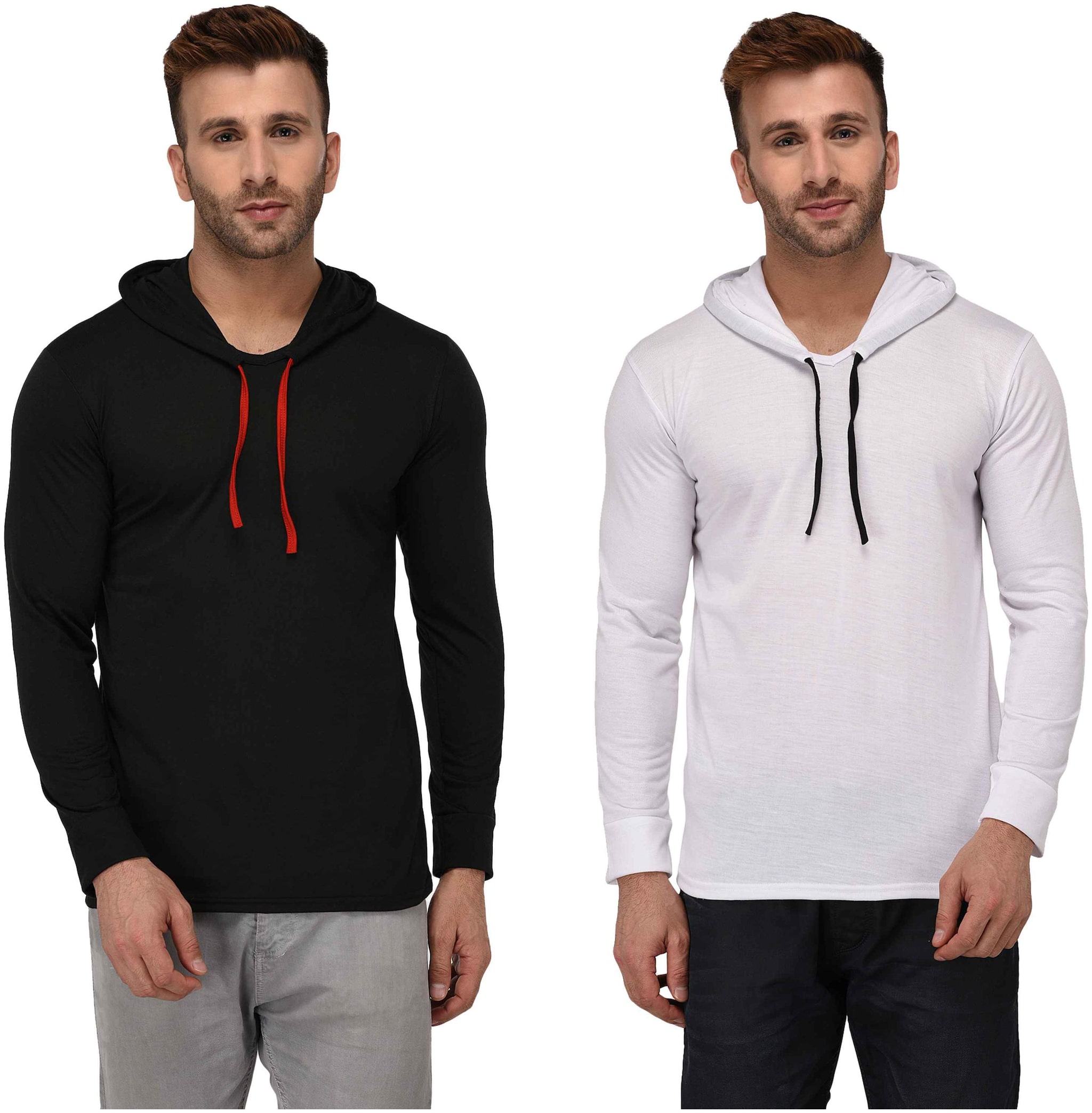 

Jangoboy Men Multi Regular fit Cotton Blend Hood T-Shirt - Pack Of 2