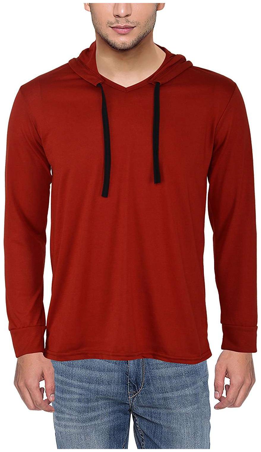 

Jangoboy Men Maroon Regular fit Cotton Hood T-Shirt - Pack Of 1