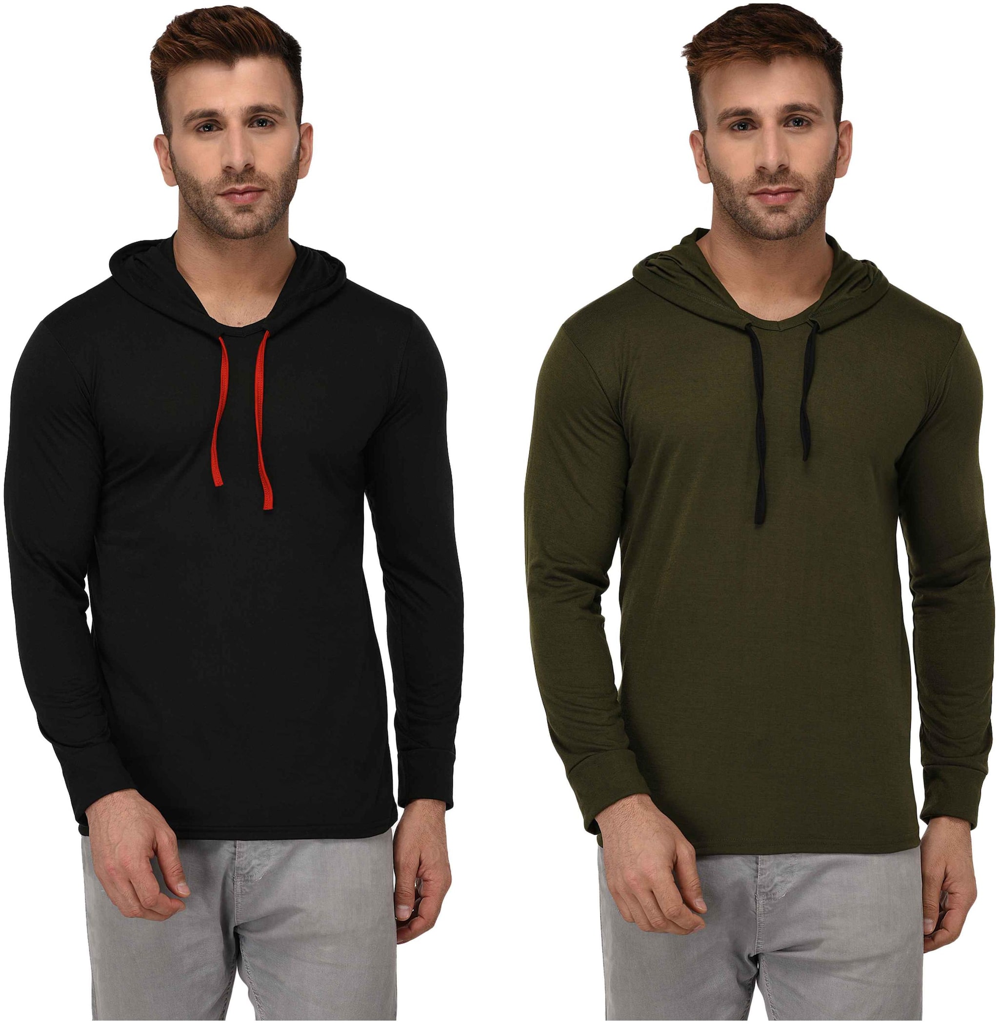 

Jangoboy Men Multi Regular fit Cotton Blend Hood T-Shirt - Pack Of 2