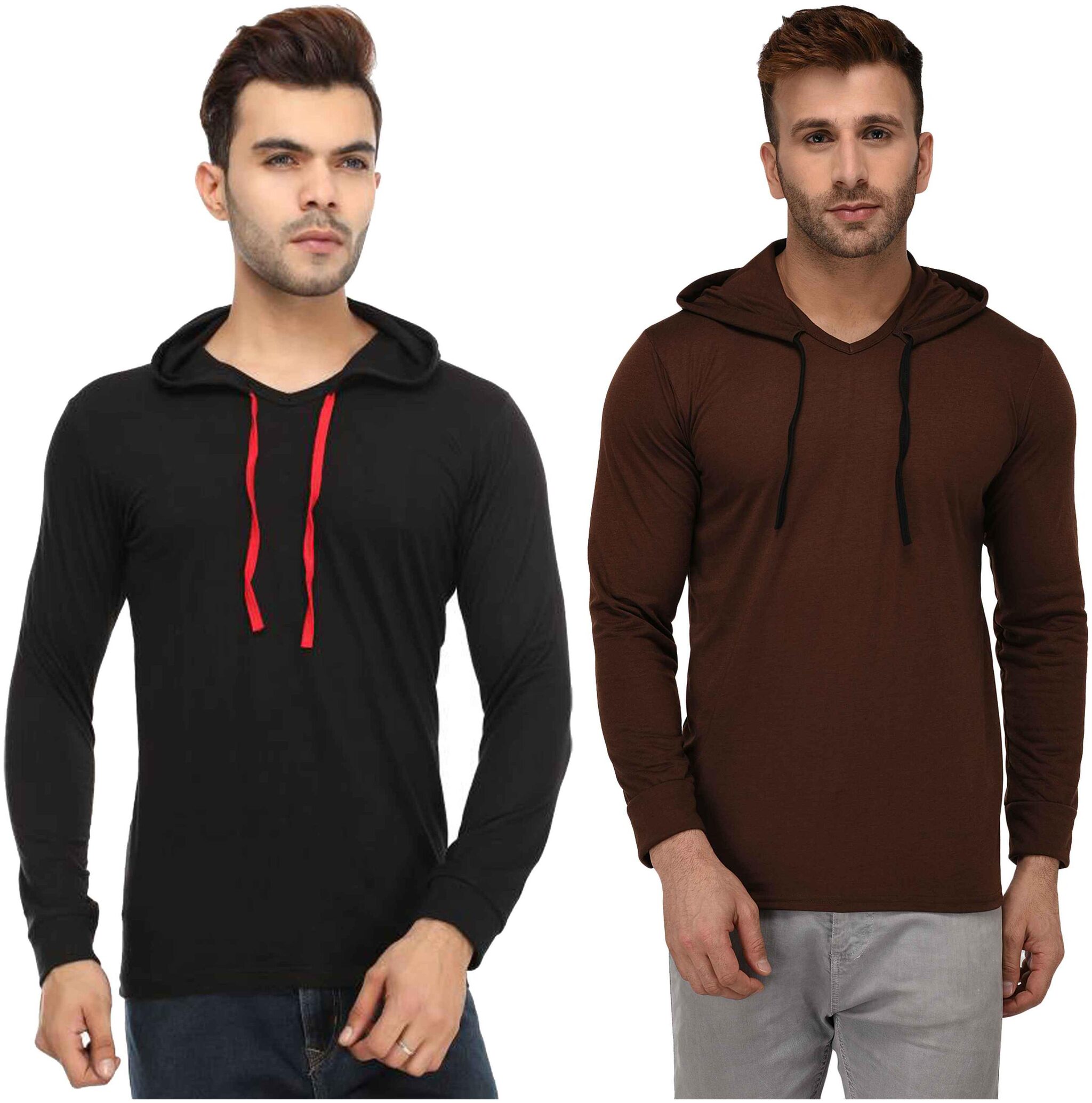 

Jangoboy Men Multi Regular fit Cotton Blend Hood T-Shirt - Pack Of 2
