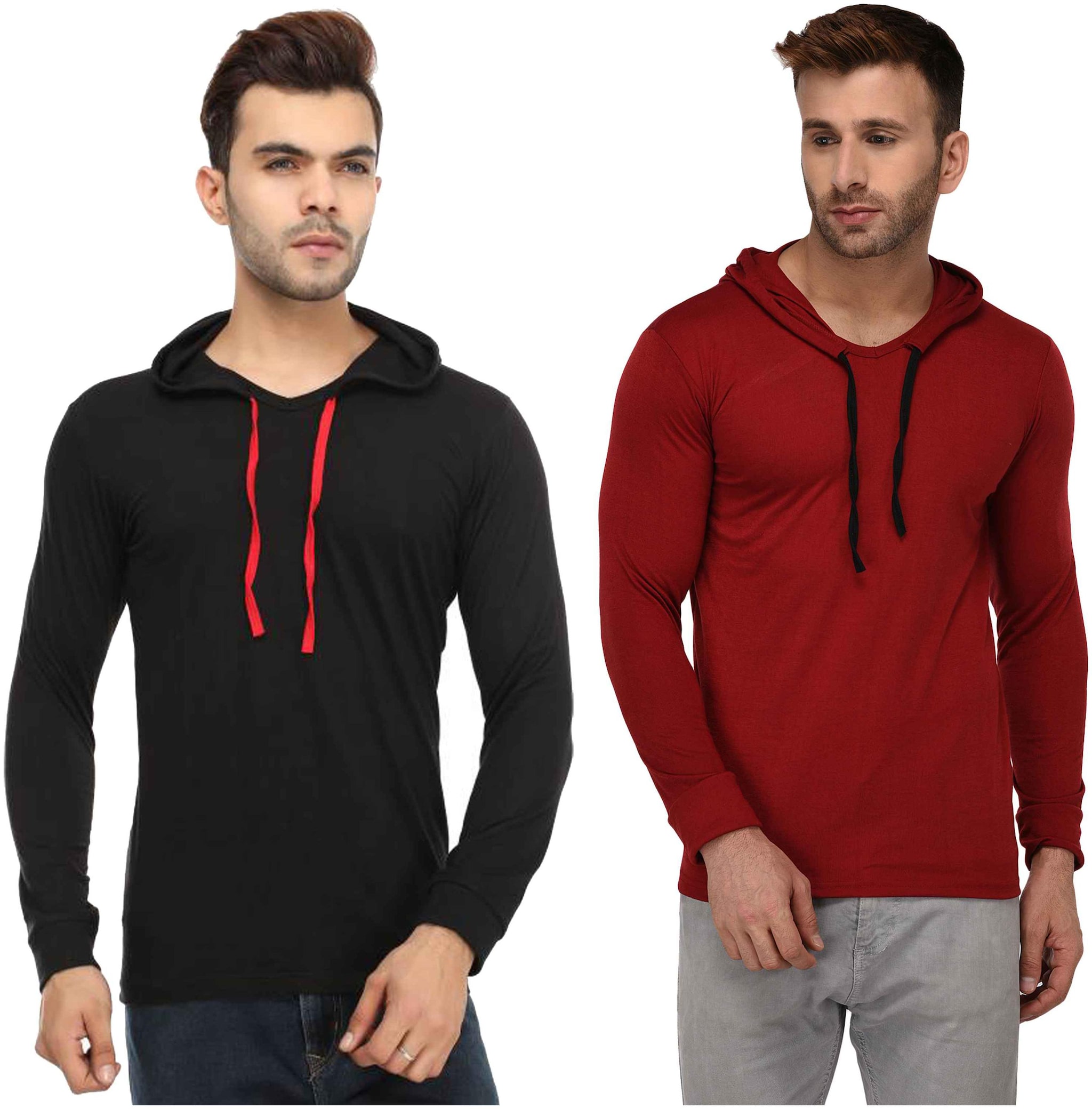 

Jangoboy Men Multi Regular fit Cotton Blend Hood T-Shirt - Pack Of 2