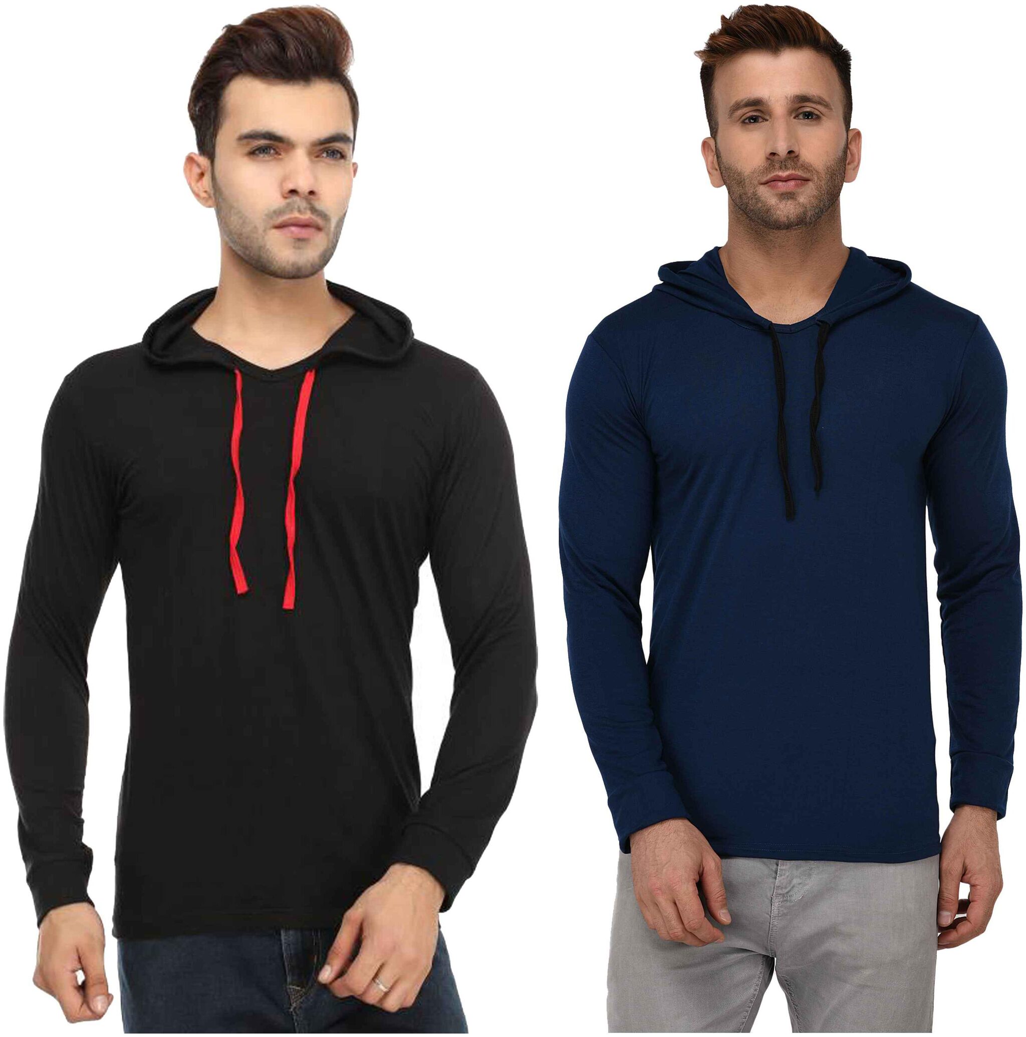 

Jangoboy Men Multi Regular fit Cotton Blend Hood T-Shirt - Pack Of 2
