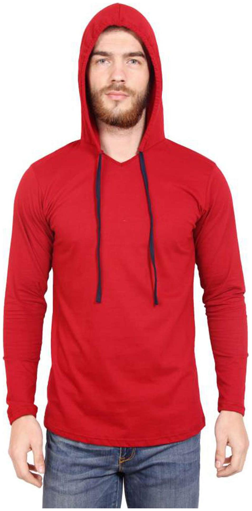 

Jangoboy Men Red Regular fit Cotton Hood T-Shirt - Pack Of 1
