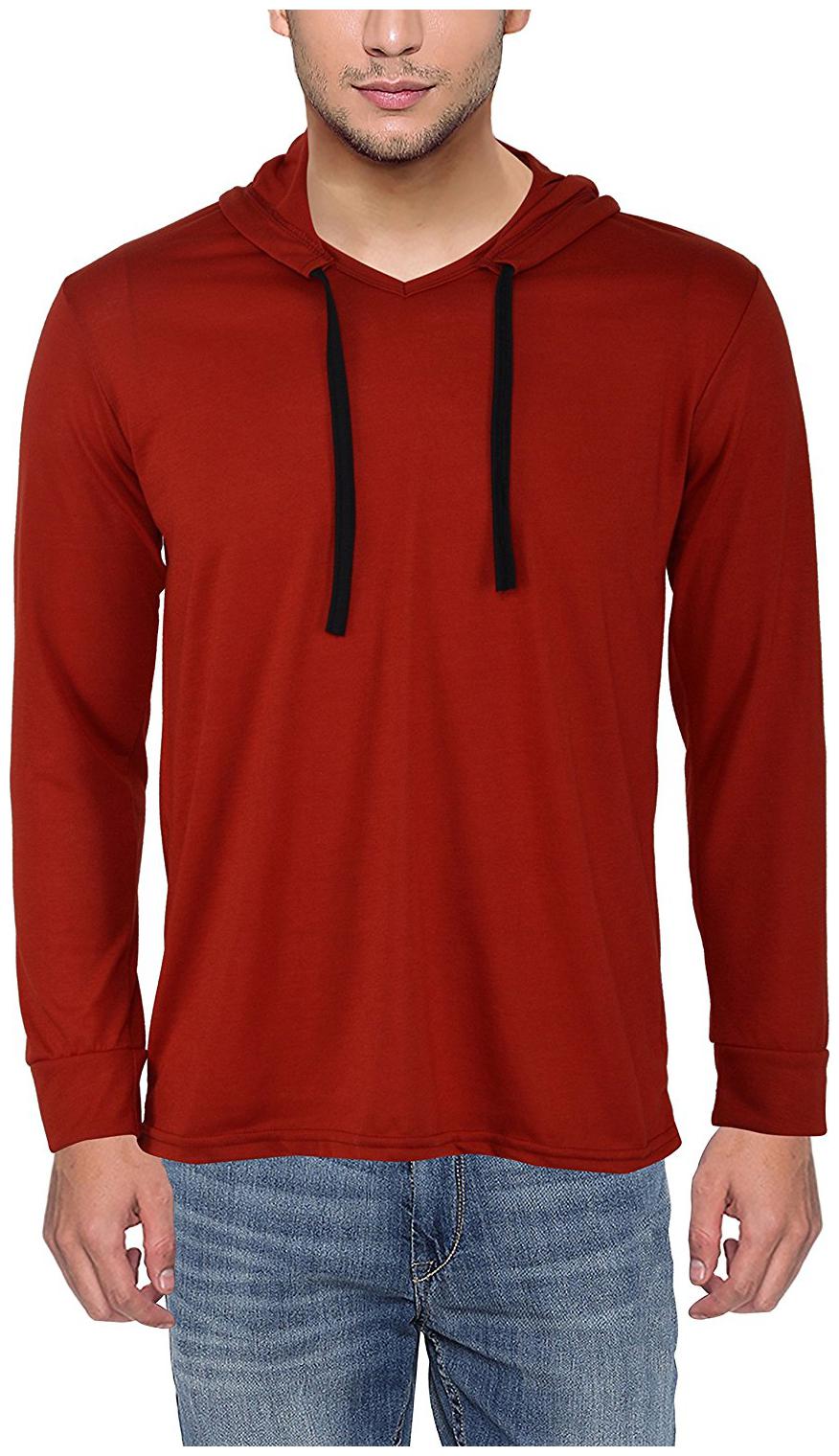 

Jangoboy Men Maroon Regular fit Cotton Hood T-Shirt - Pack Of 1